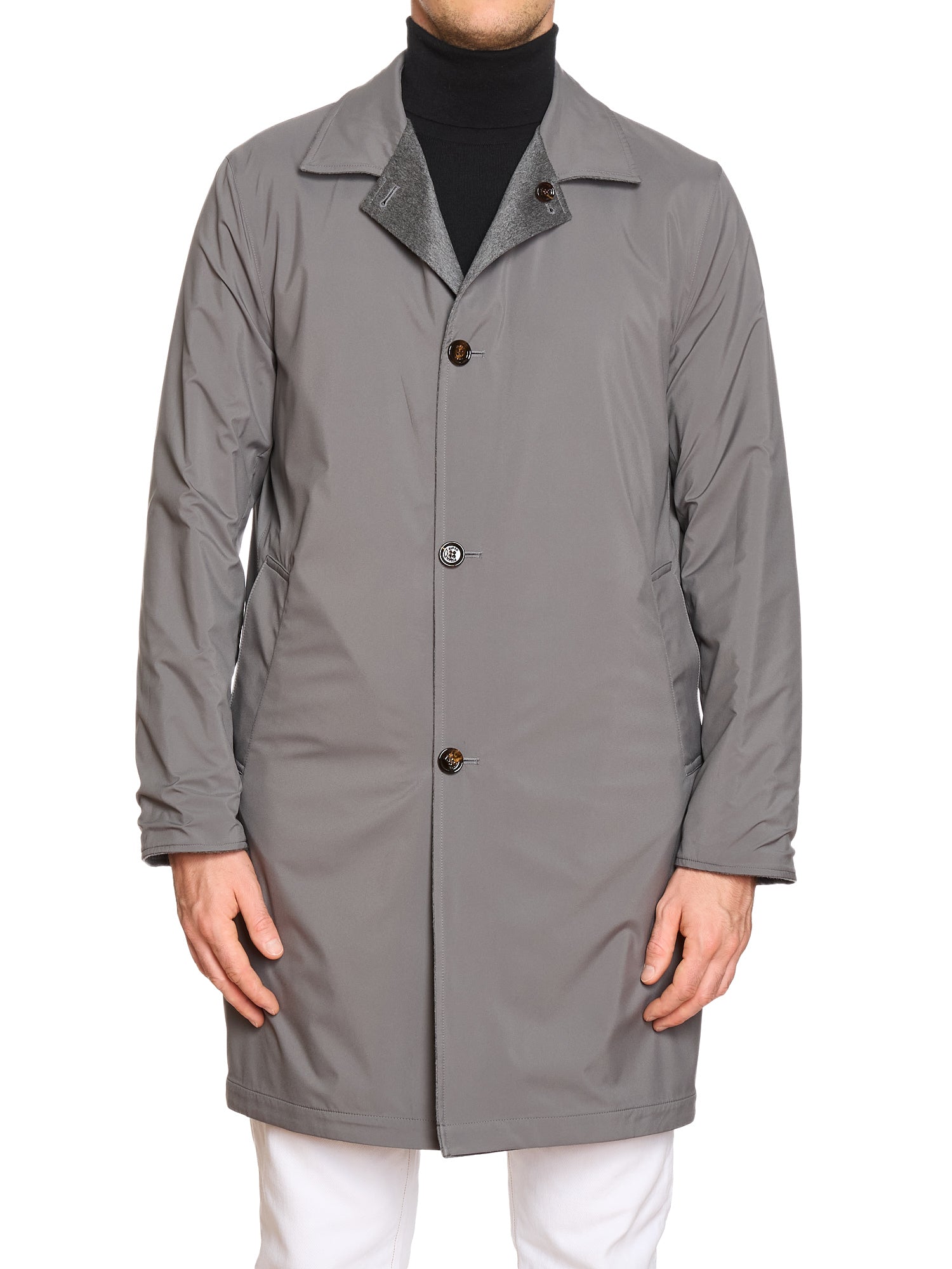 KITON KIRED "Peak" Gray Double Sided Reversible Carlo Barbera Cashmere Coat