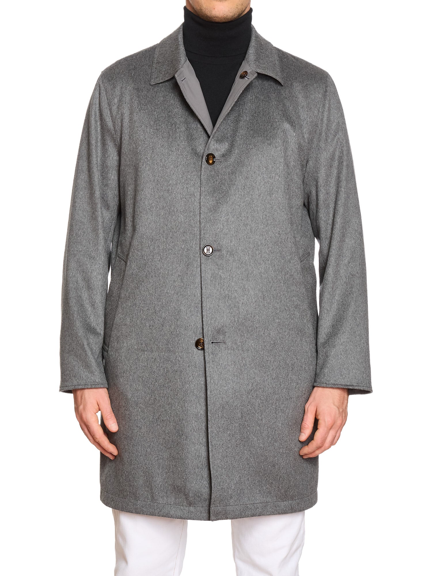 KITON KIRED "Peak" Gray Double Sided Reversible Carlo Barbera Cashmere Coat