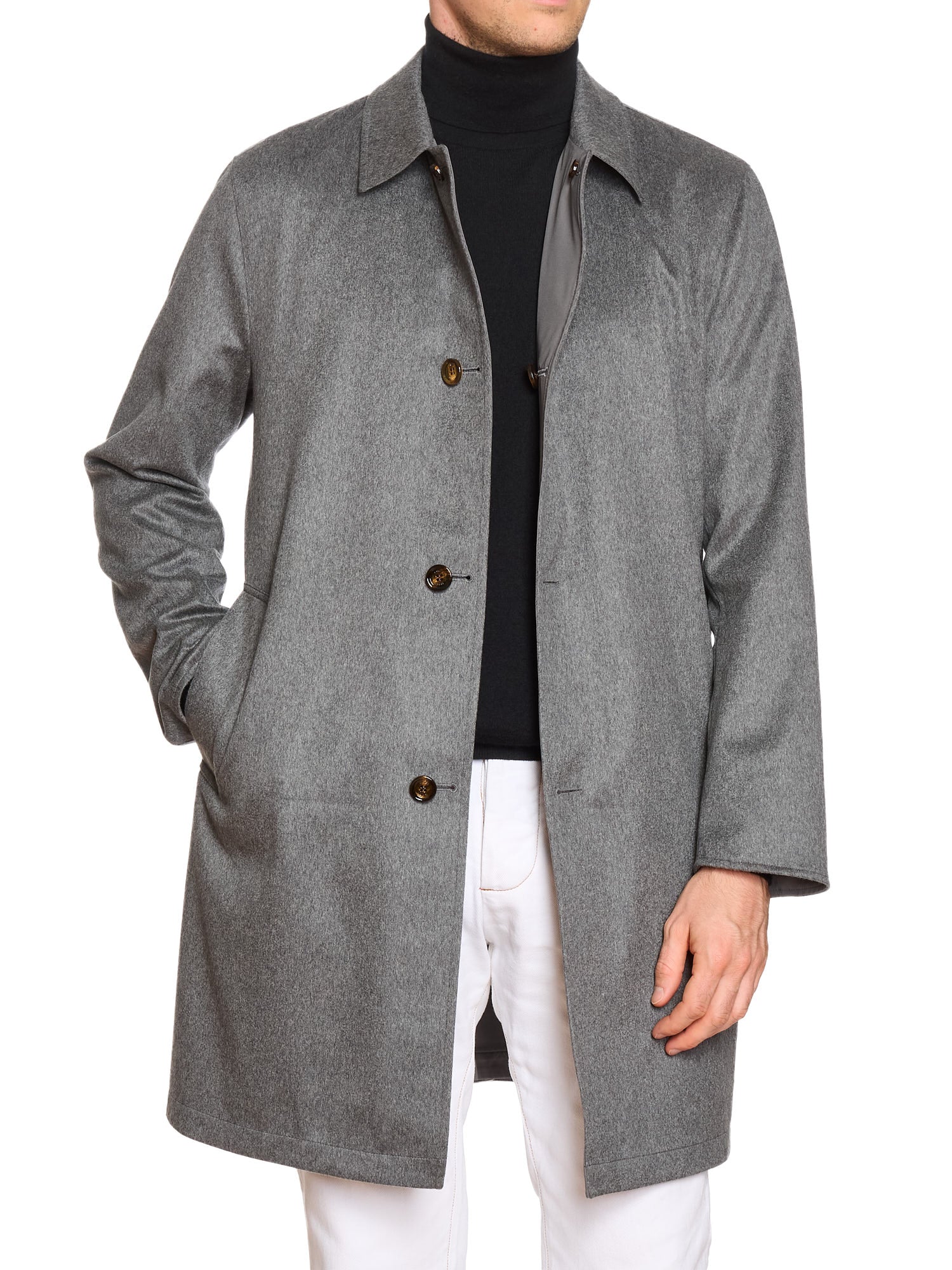 KITON KIRED "Peak" Gray Double Sided Reversible Carlo Barbera Cashmere Coat