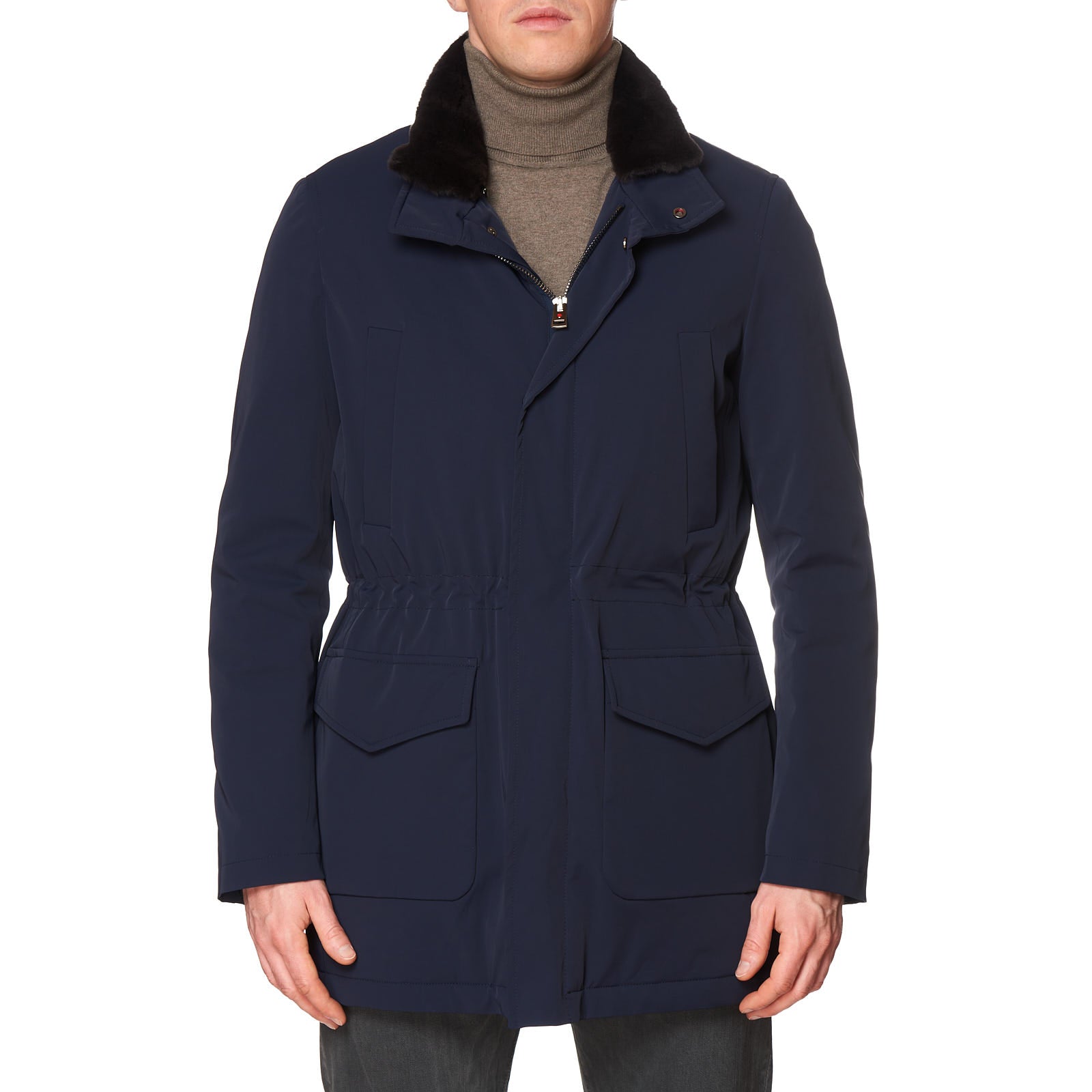 KITON KIRED "Pizzo" Navy Blue Padded Parka Jacket Coat Beaver Collar EU 50 US 40 KIRED