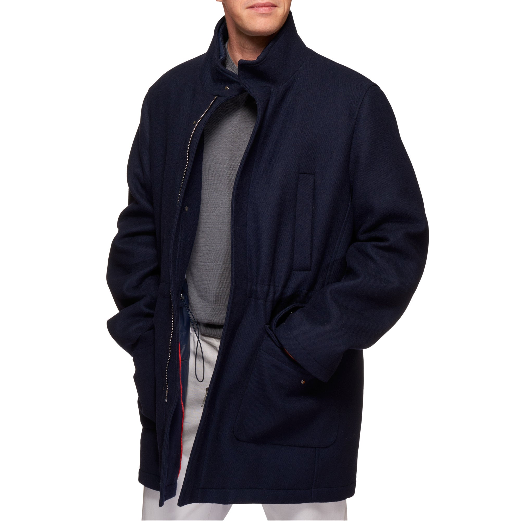 H RIVIERA BLANKET 200 CM IN NAVY BLUE WOOL AND CASHMERE 136856 main image 1