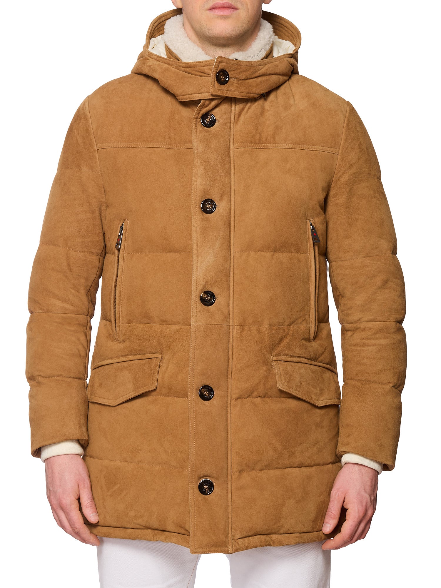 KITON KIRED "Po" Camel Color Down Padded Shearling Collar Parka EU 48 US S 2025