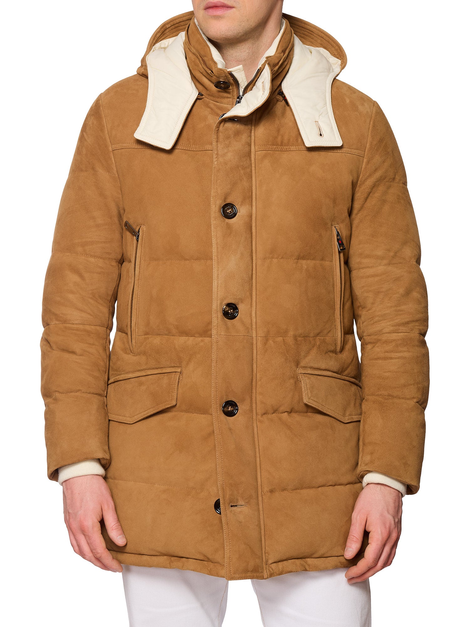 KITON KIRED "Po" Camel Color Down Padded Shearling Collar Parka EU 48 US S 2025