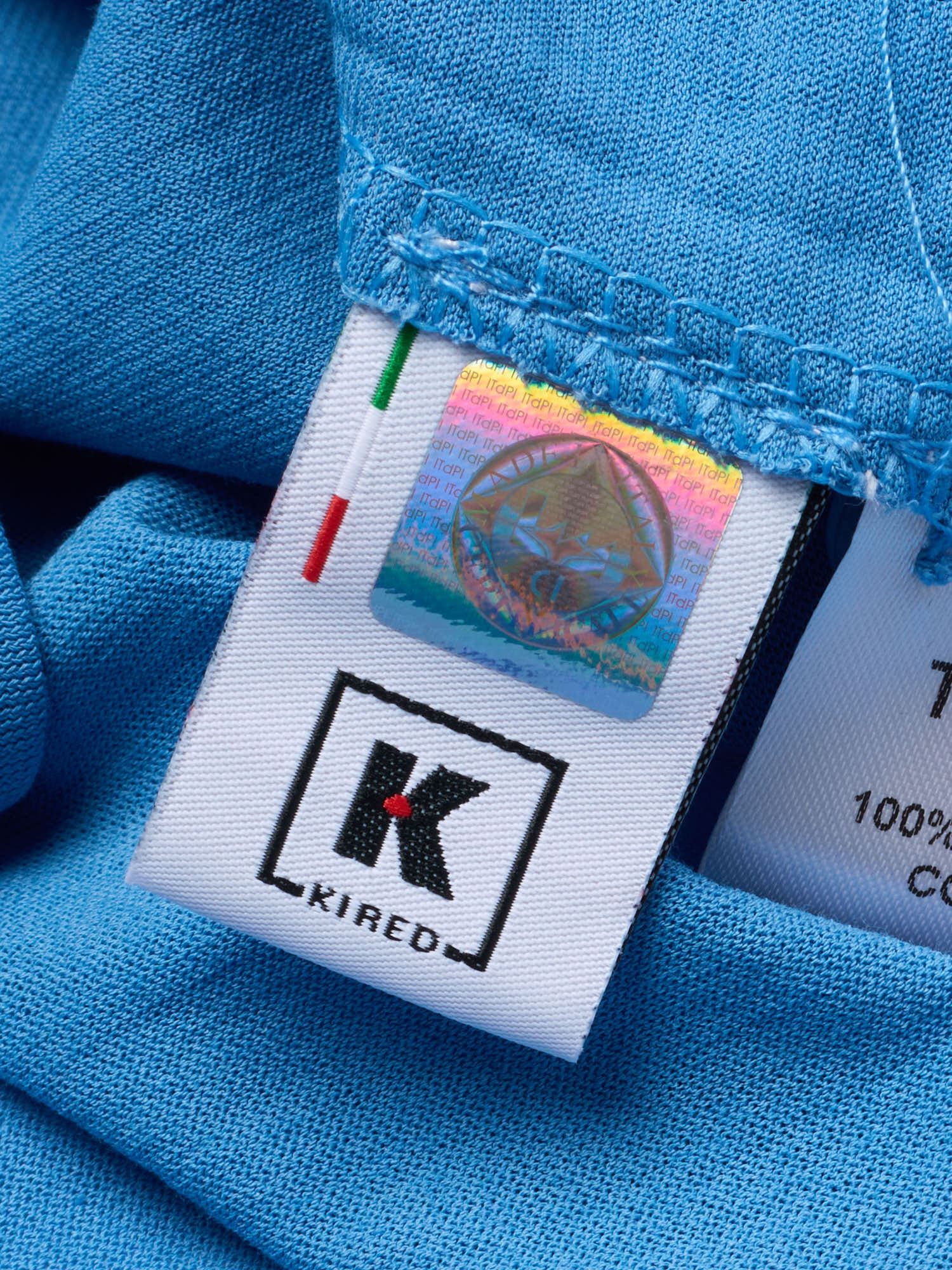 KITON KIRED "Positano" Avio Blue Exclusive Crepe Cotton Short Sleeve Polo