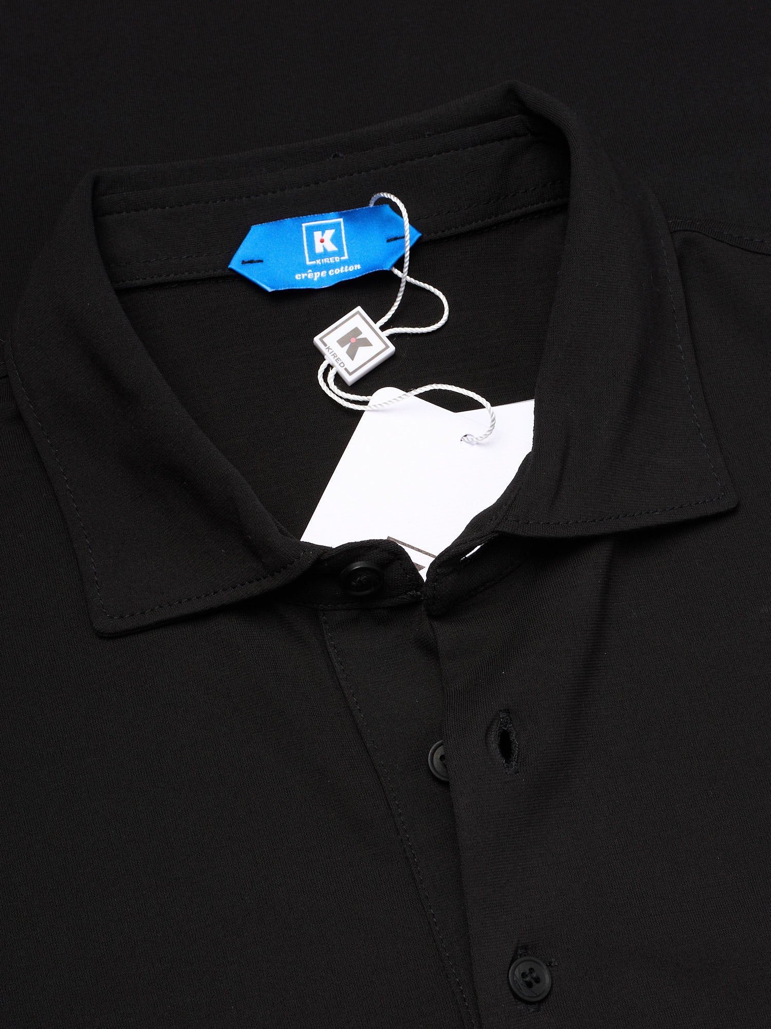 KITON KIRED "Positano" Black Exclusive Crepe Cotton Short Sleeve Polo