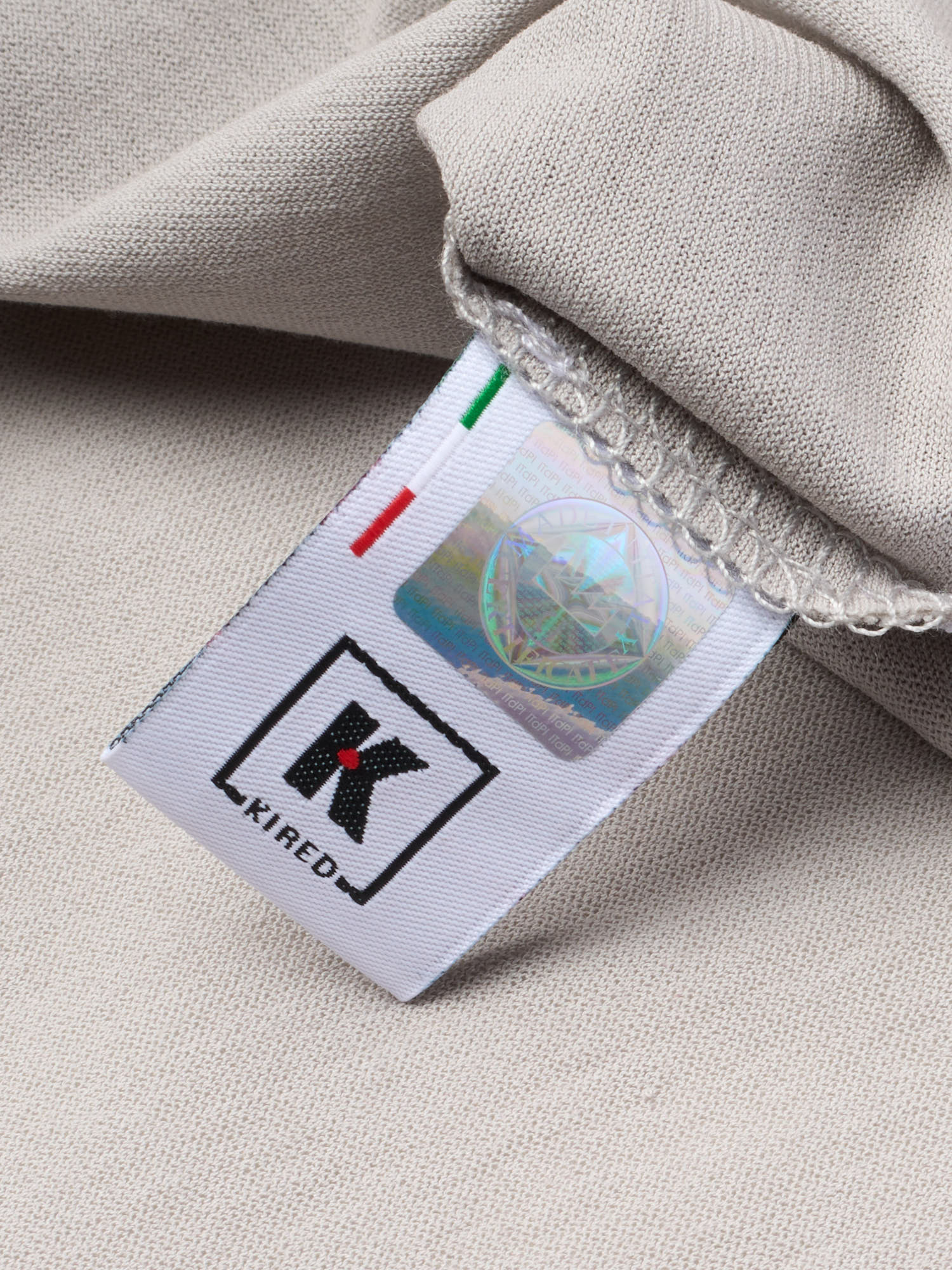 KITON KIRED "Positano" Light Gray Exclusive Crepe Cotton Short Sleeve Polo