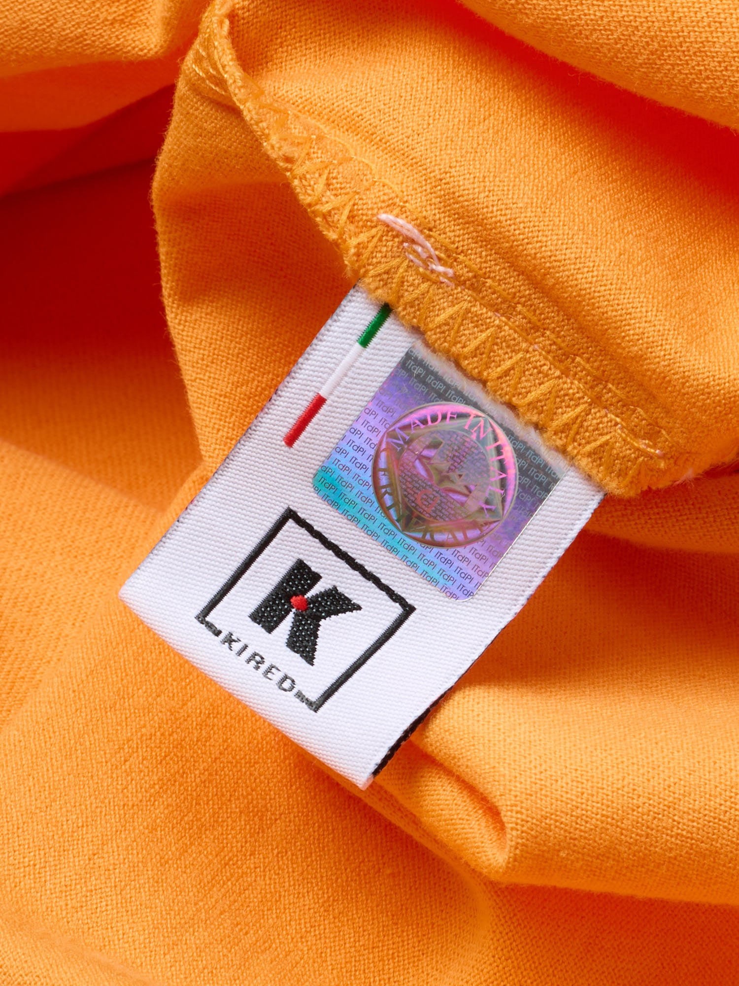 KITON KIRED "Positano" Orange Exclusive Crepe Cotton Short Sleeve Polo