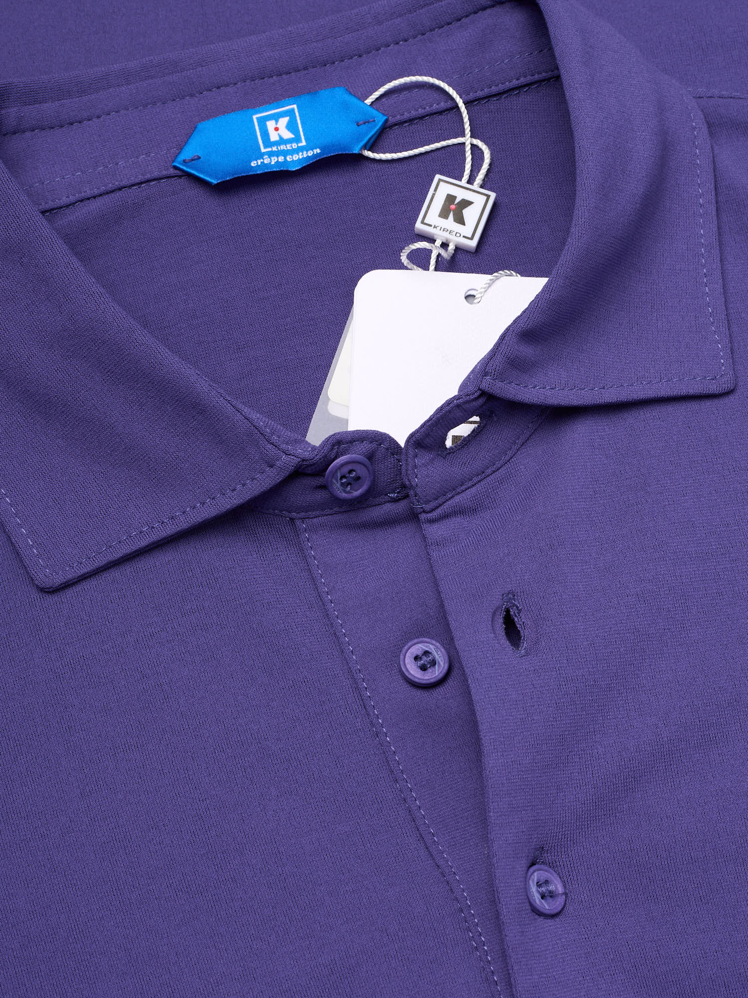 KITON KIRED "Positano" Purple Exclusive Crepe Cotton Short Sleeve Polo