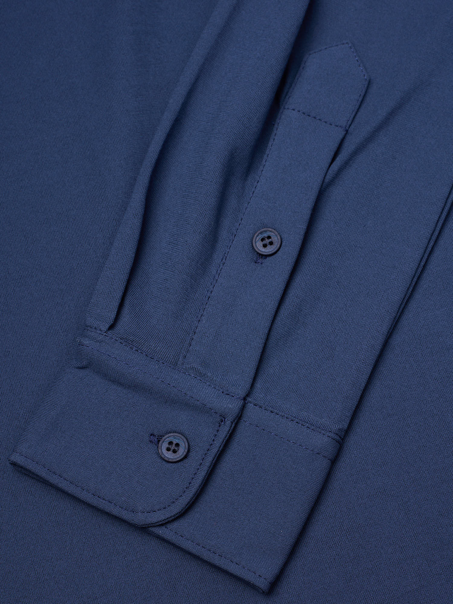 KITON KIRED "Positano" Royal Blue Exclusive Crepe Cotton Long Sleeve Polo Shirt