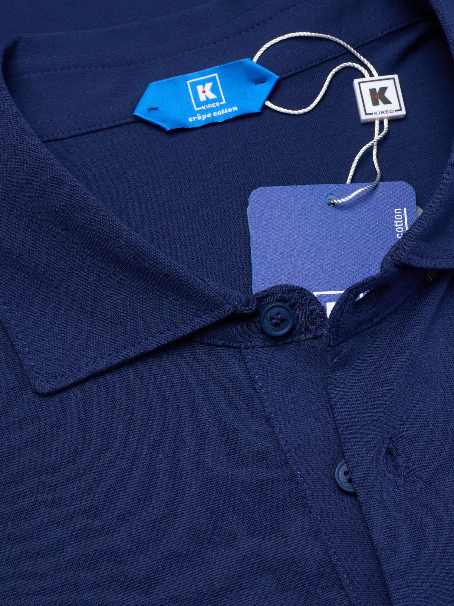 KITON KIRED "Positano" Navy Blue Exclusive Crepe Cotton Short Sleeve Polo