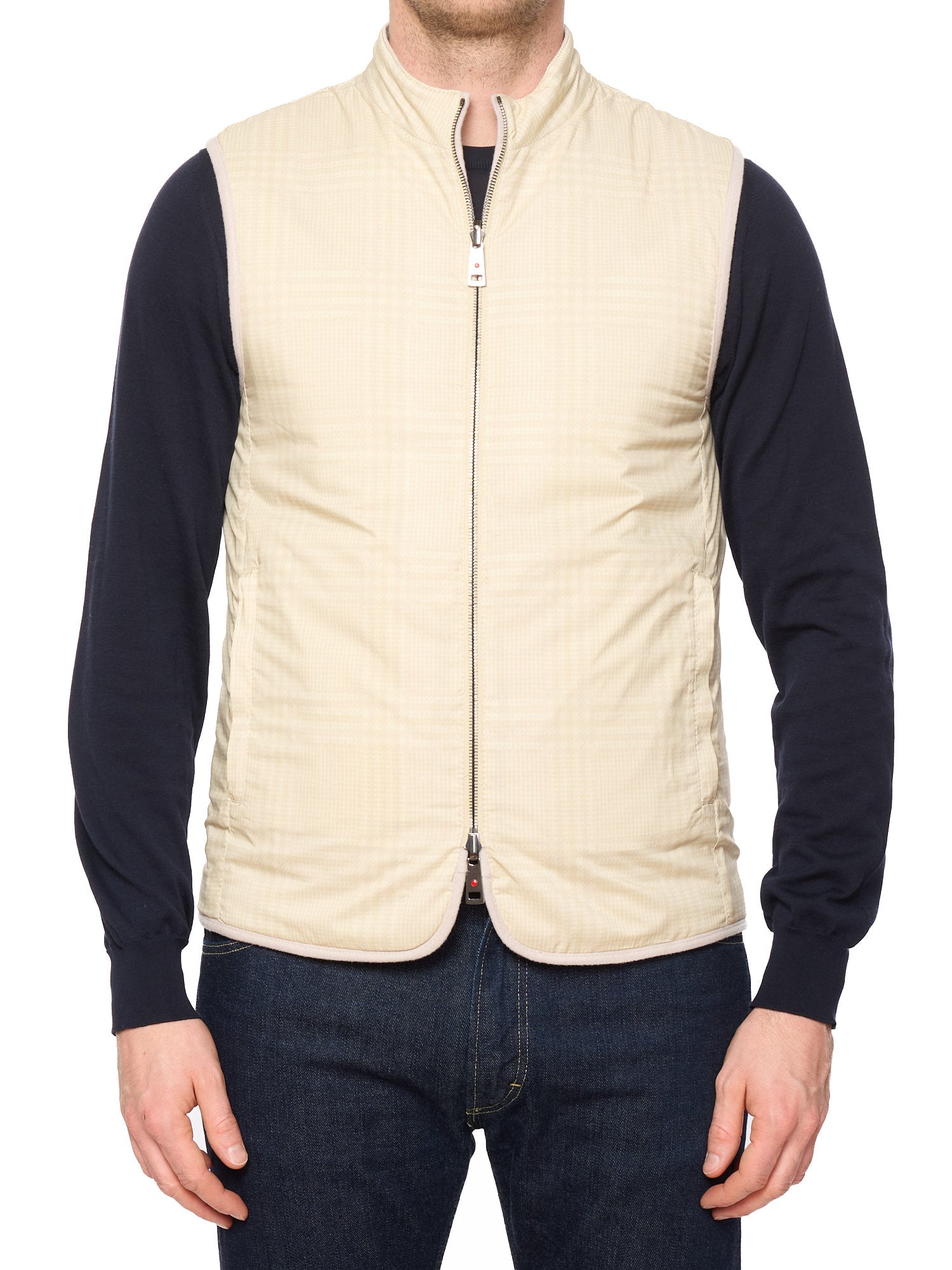KITON KIRED "Rea" Cream Reversible Loro Piana Tasmanian Super 170's Wool Vest