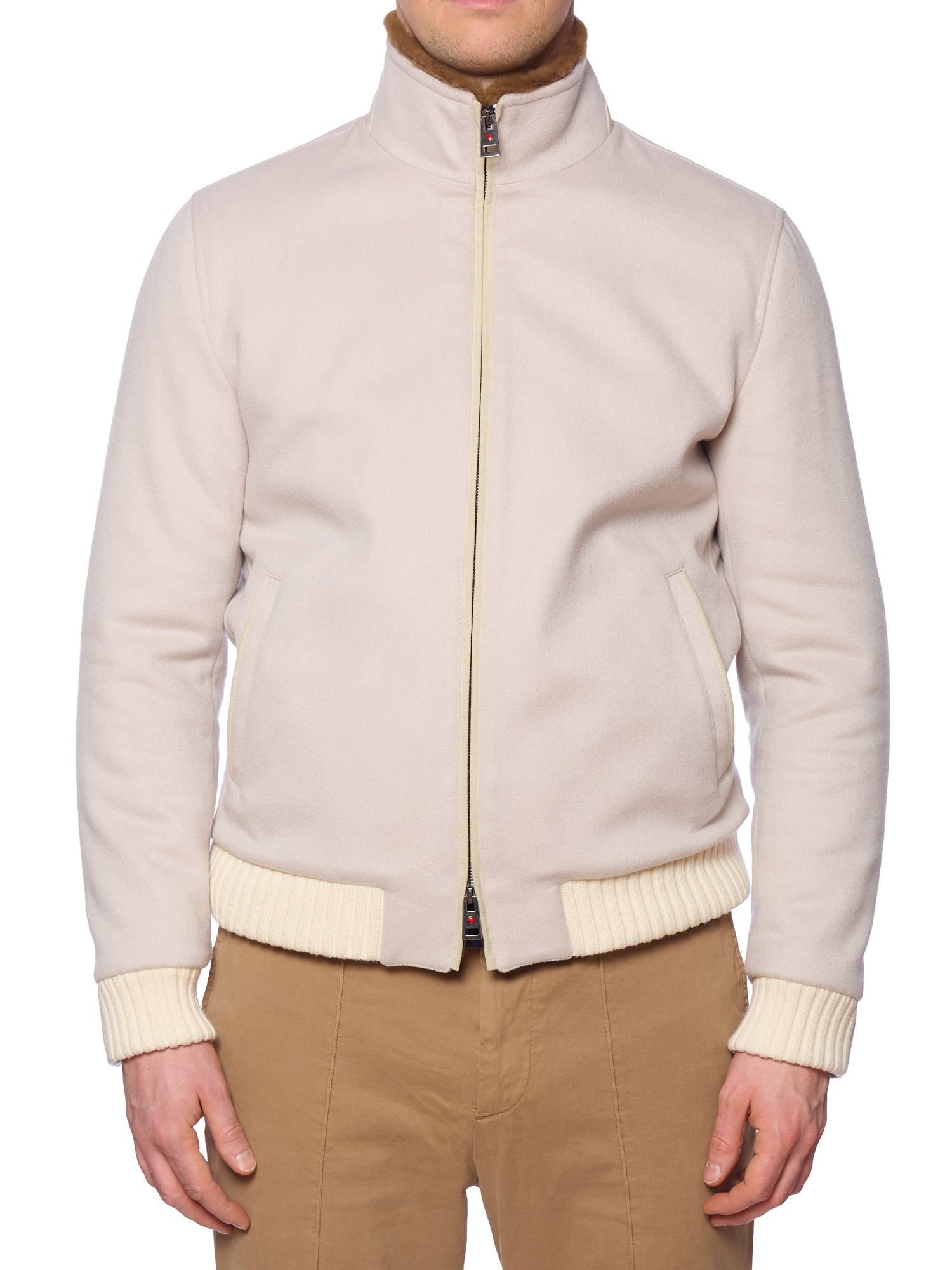 KITON KIRED "Saba" Beige Cashmere-Weasel Fur Bomber Jacket EU 50 US M 2025