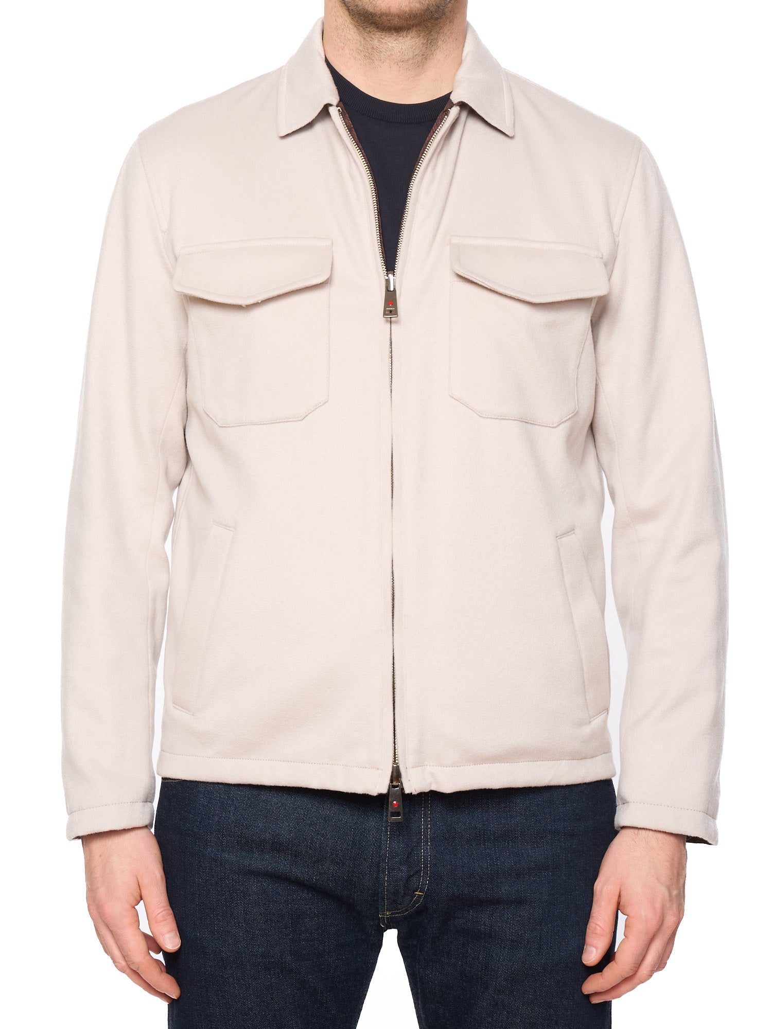KITON KIRED "Sele" Beige-Brown Herringbone Cashmere Reversible Double Face Jacket