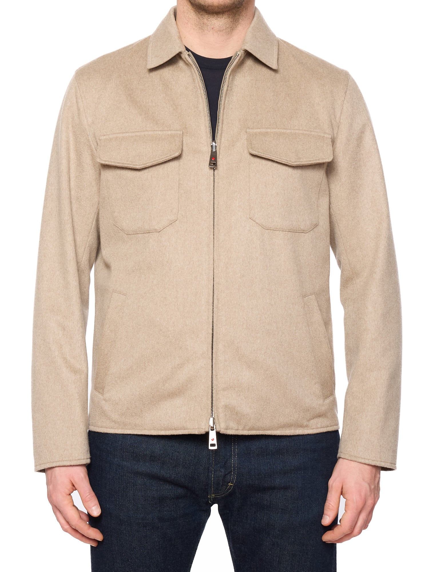 KITON KIRED "Sele" Beige Cashmere Reversible Double Face Utility Jacket