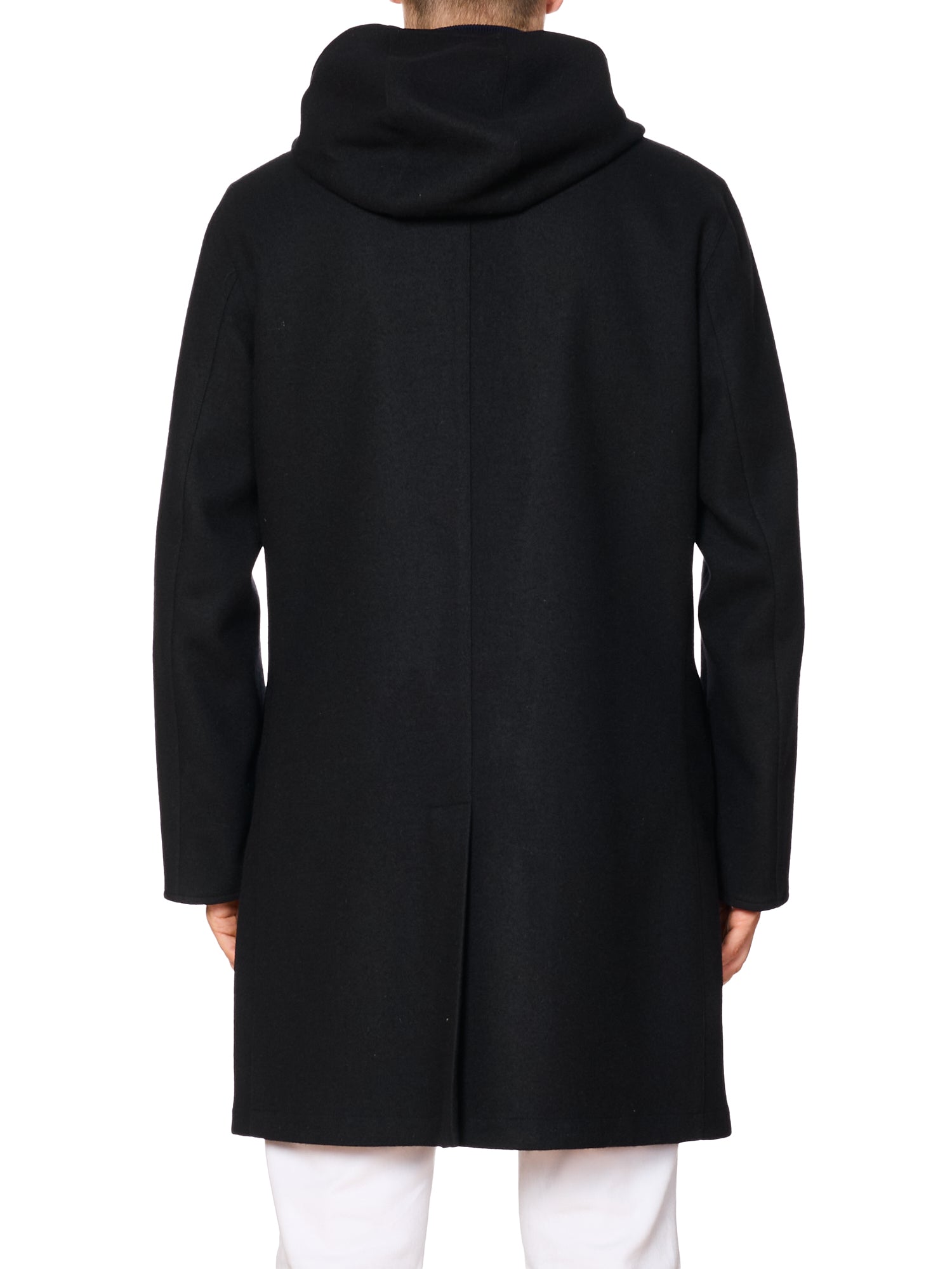 KITON KIRED "Tai" Black-Blue Reversible Double Face Hooded Coat