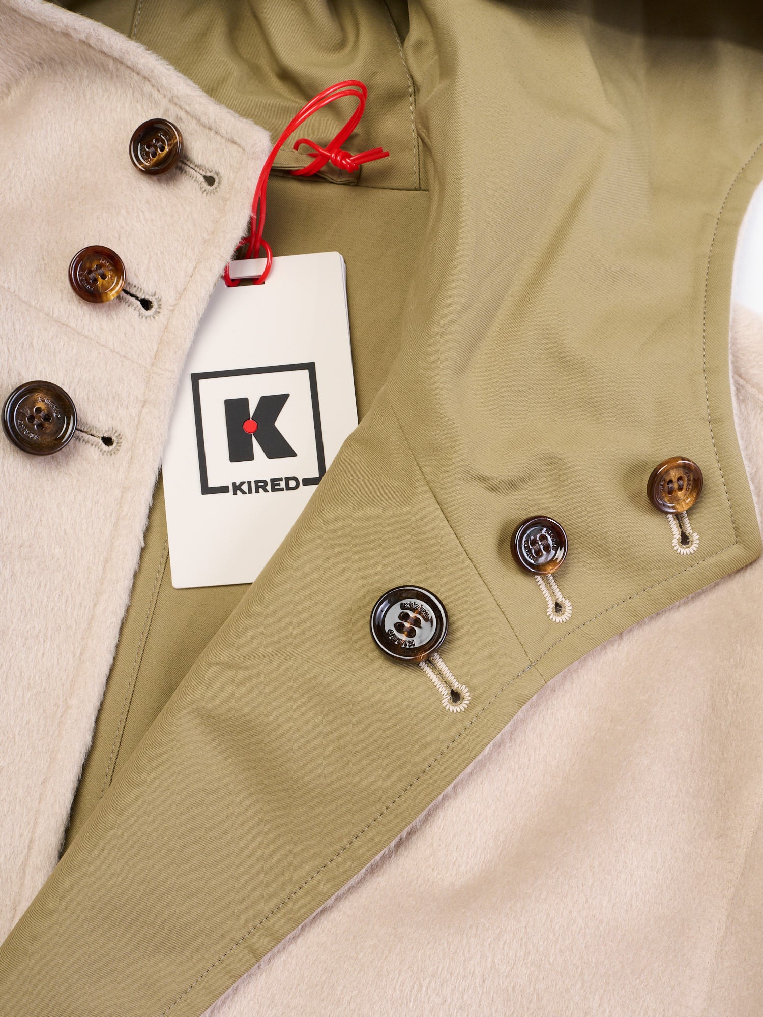 KITON KIRED "Tai" Beige-Khaki Reversible Double Sided Hooded Coat