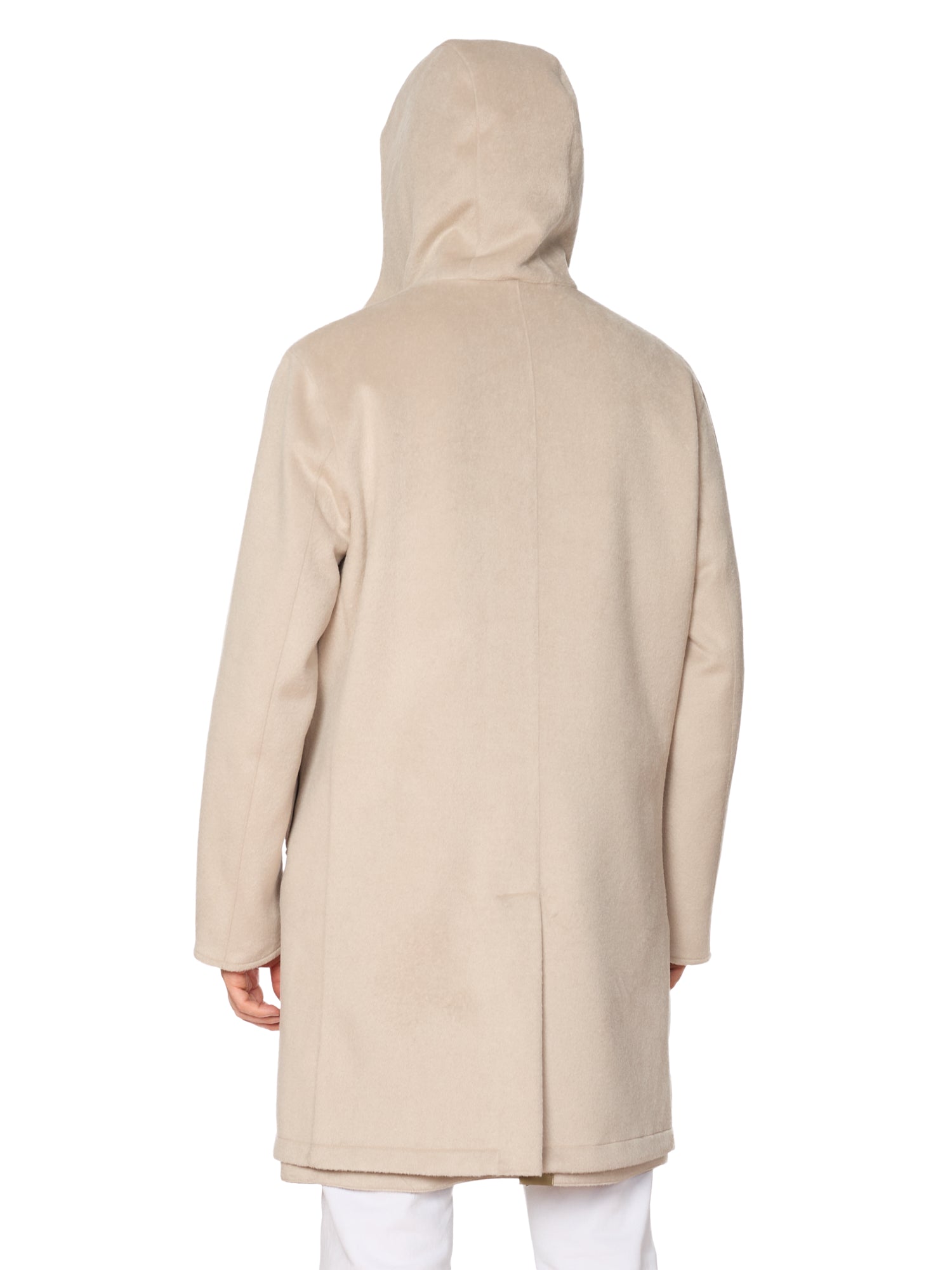 KITON KIRED "Tai" Beige-Khaki Reversible Double Sided Hooded Coat