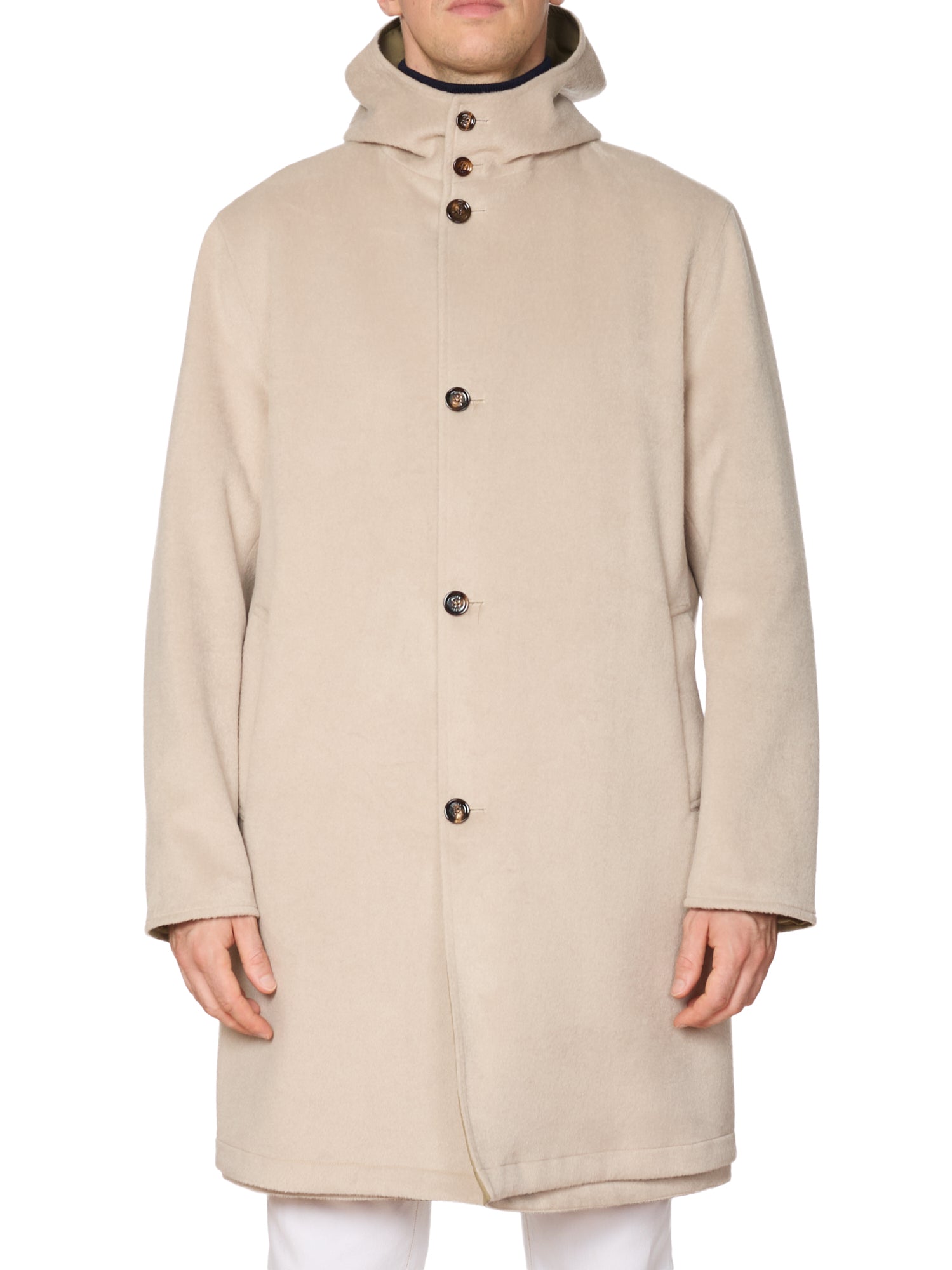 KITON KIRED "Tai" Beige-Khaki Reversible Double Sided Hooded Coat