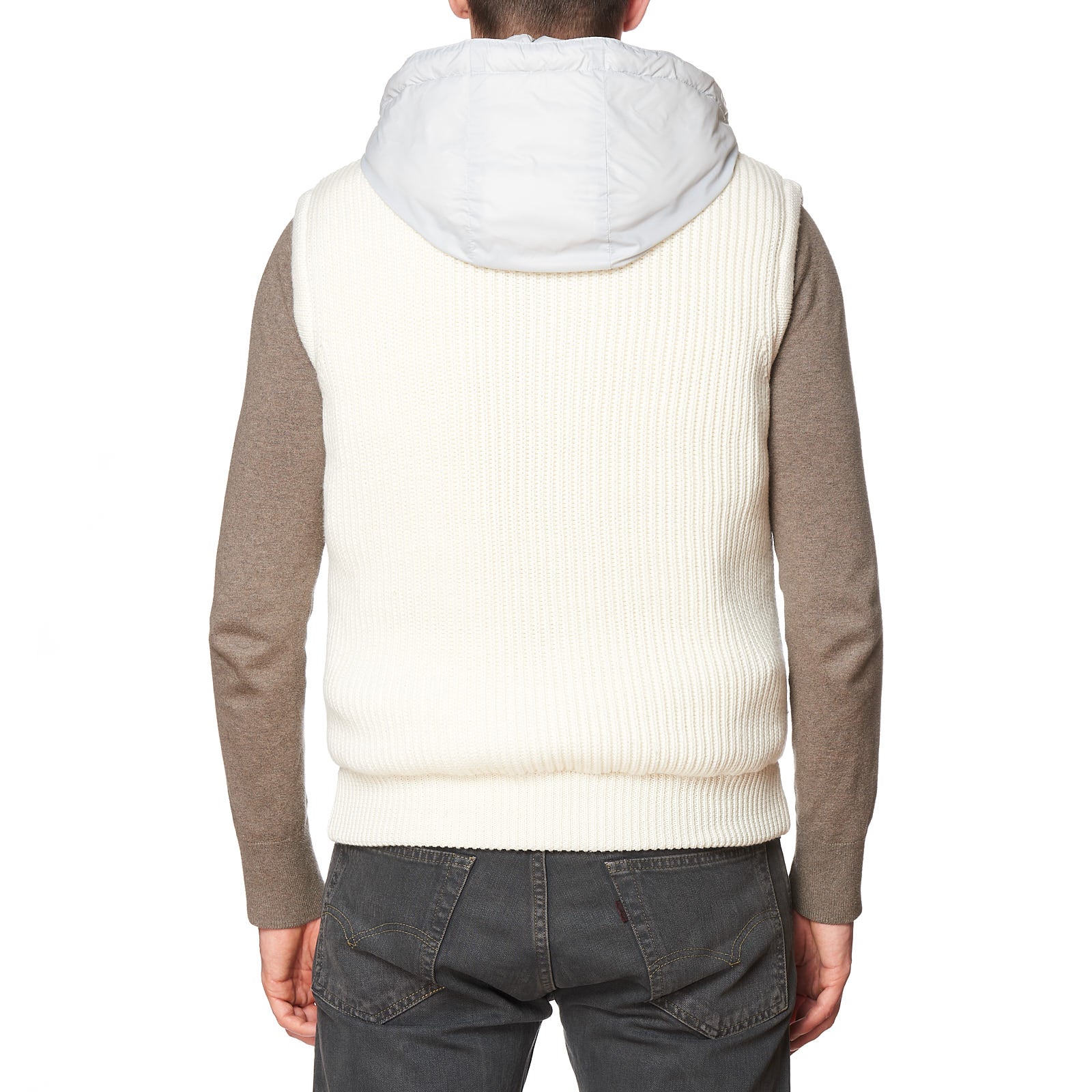 KITON KIRED "Tai" Gray-Beige Wool Knitted Goose Down Reversible Puffer Vest 50 M KIRED