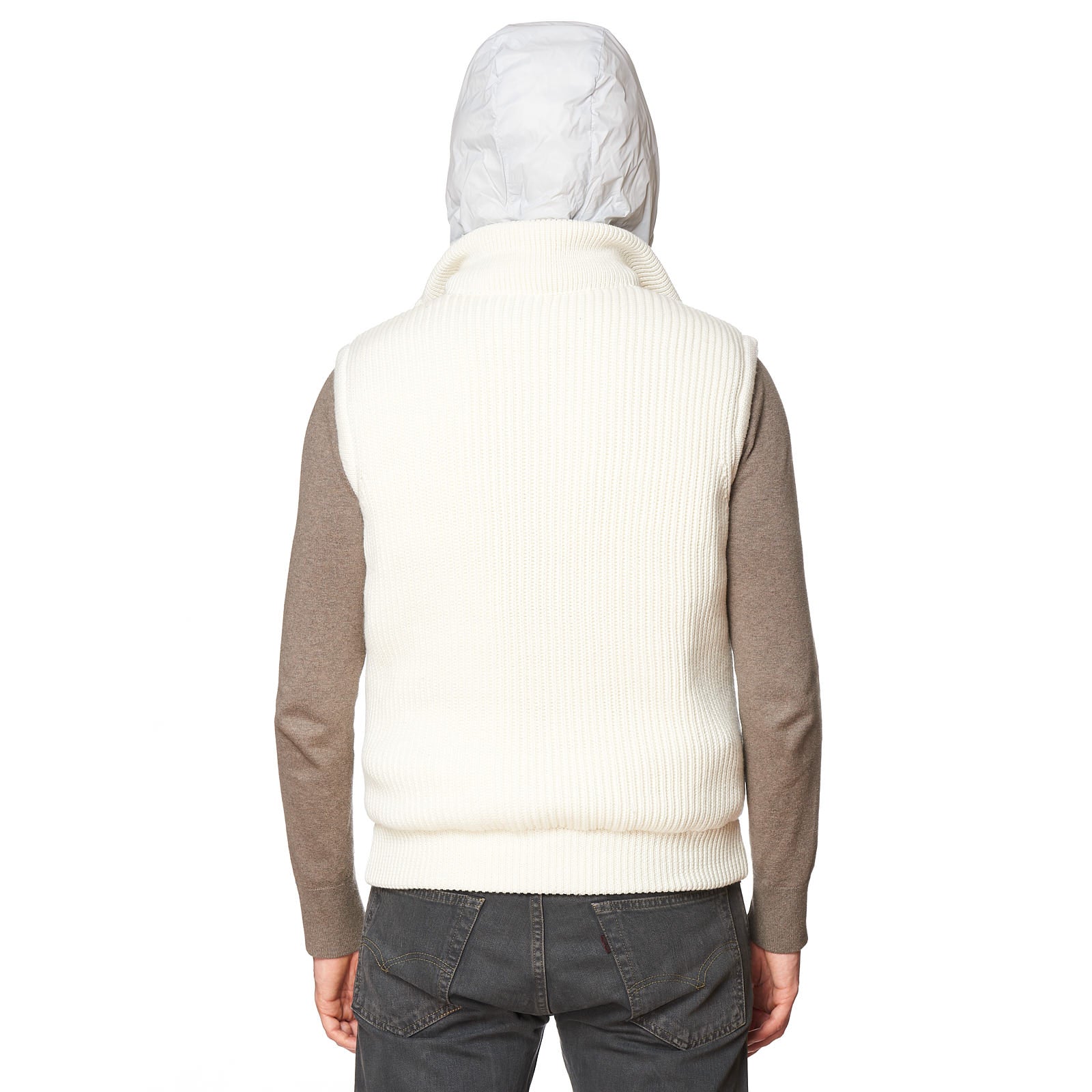 KITON KIRED "Tai" Gray-Beige Wool Knitted Goose Down Reversible Puffer Vest 50 M KIRED