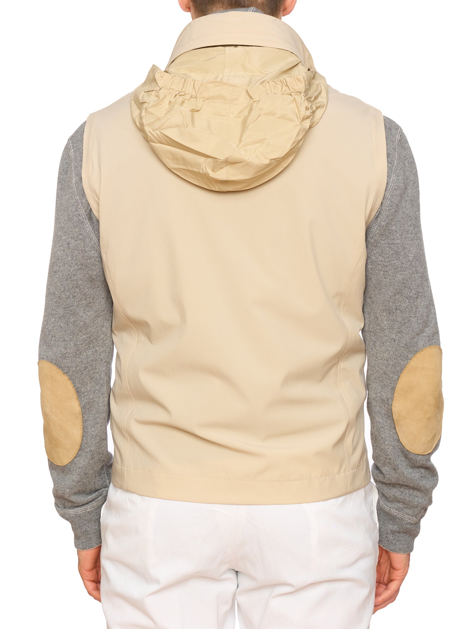 KITON KIRED "Timone" Beige Litek Vest With Hidden Hood EU 50 NEW US M