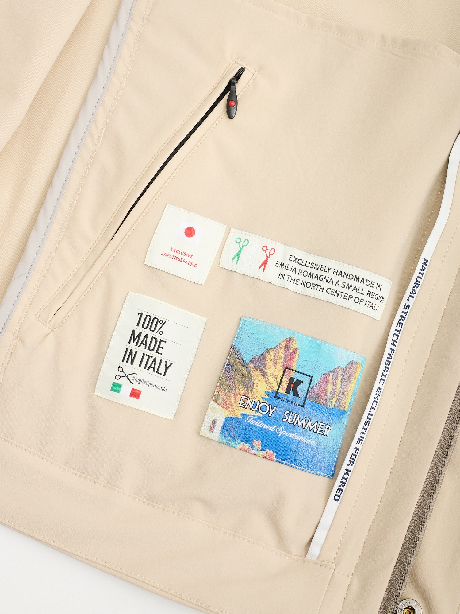 KITON KIRED "Timone" Beige Litek Vest With Hidden Hood EU 50 NEW US M