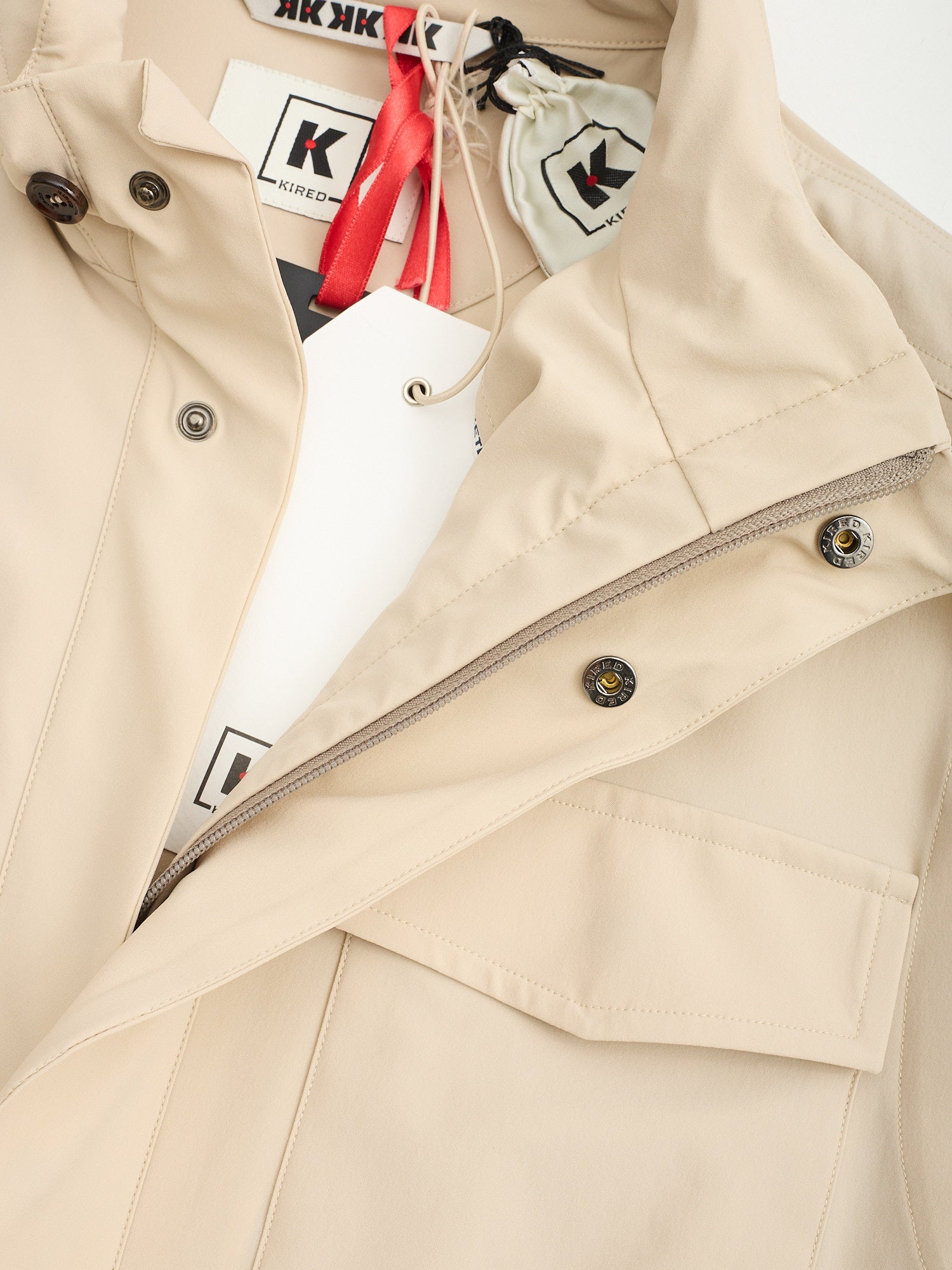 KITON KIRED "Timone" Beige Litek Vest With Hidden Hood EU 50 NEW US M