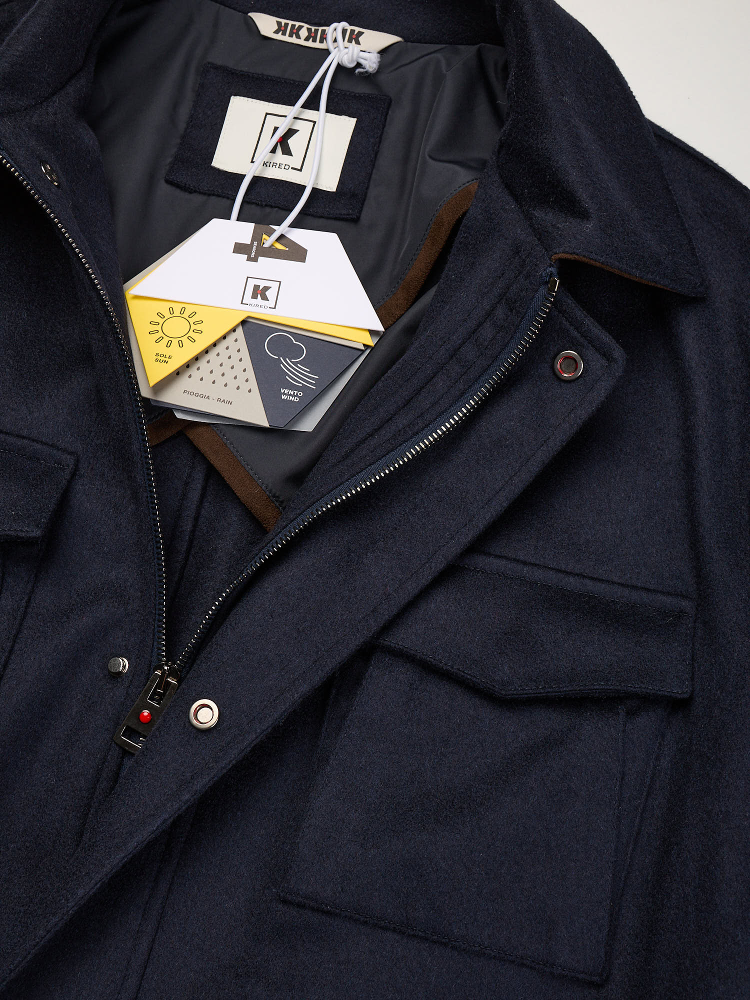 KITON KIRED "Tobe" Navy Blue Cashmere Field Jacket Coat
