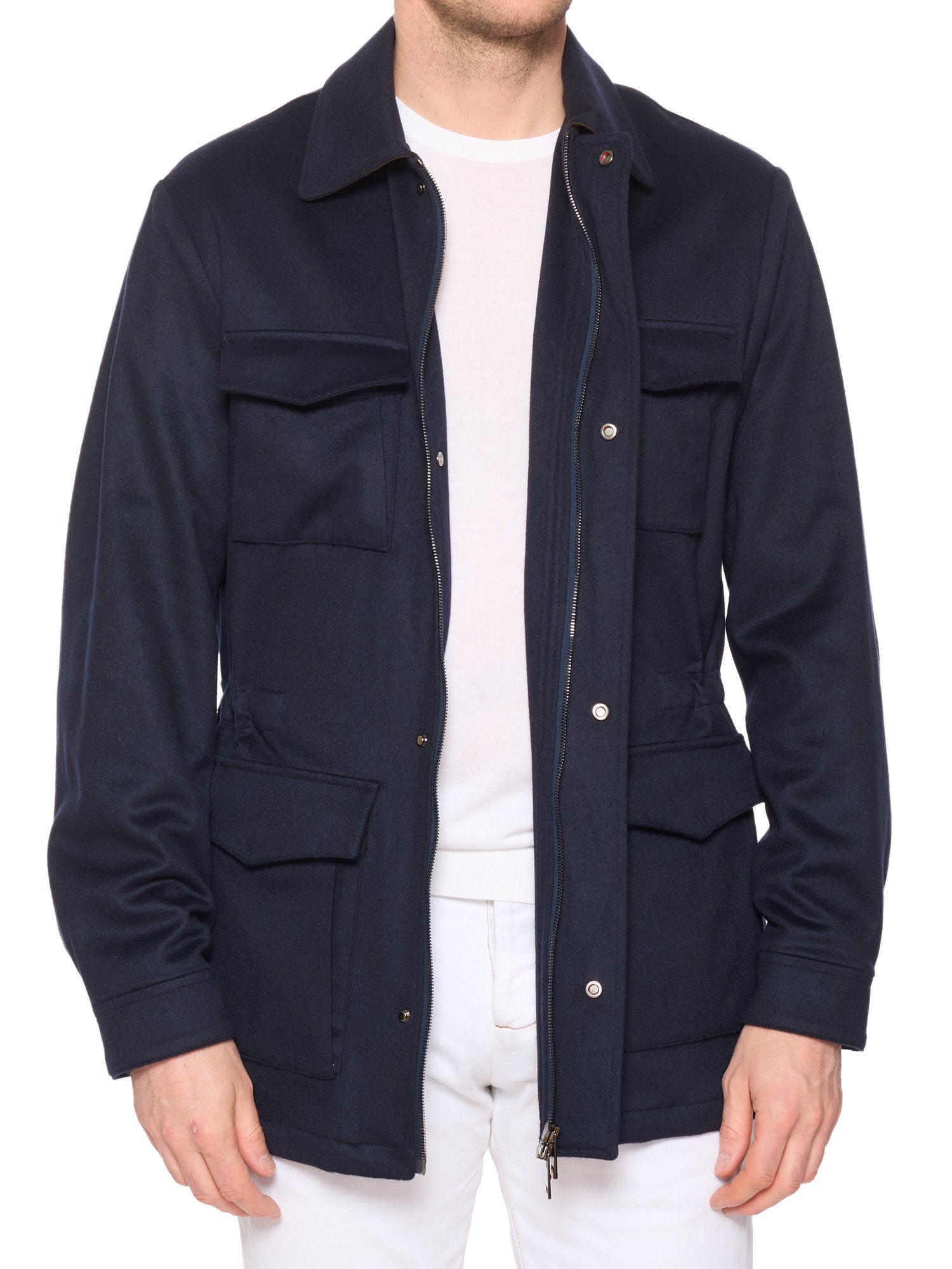 KITON KIRED "Tobe" Navy Blue Cashmere Field Jacket Coat