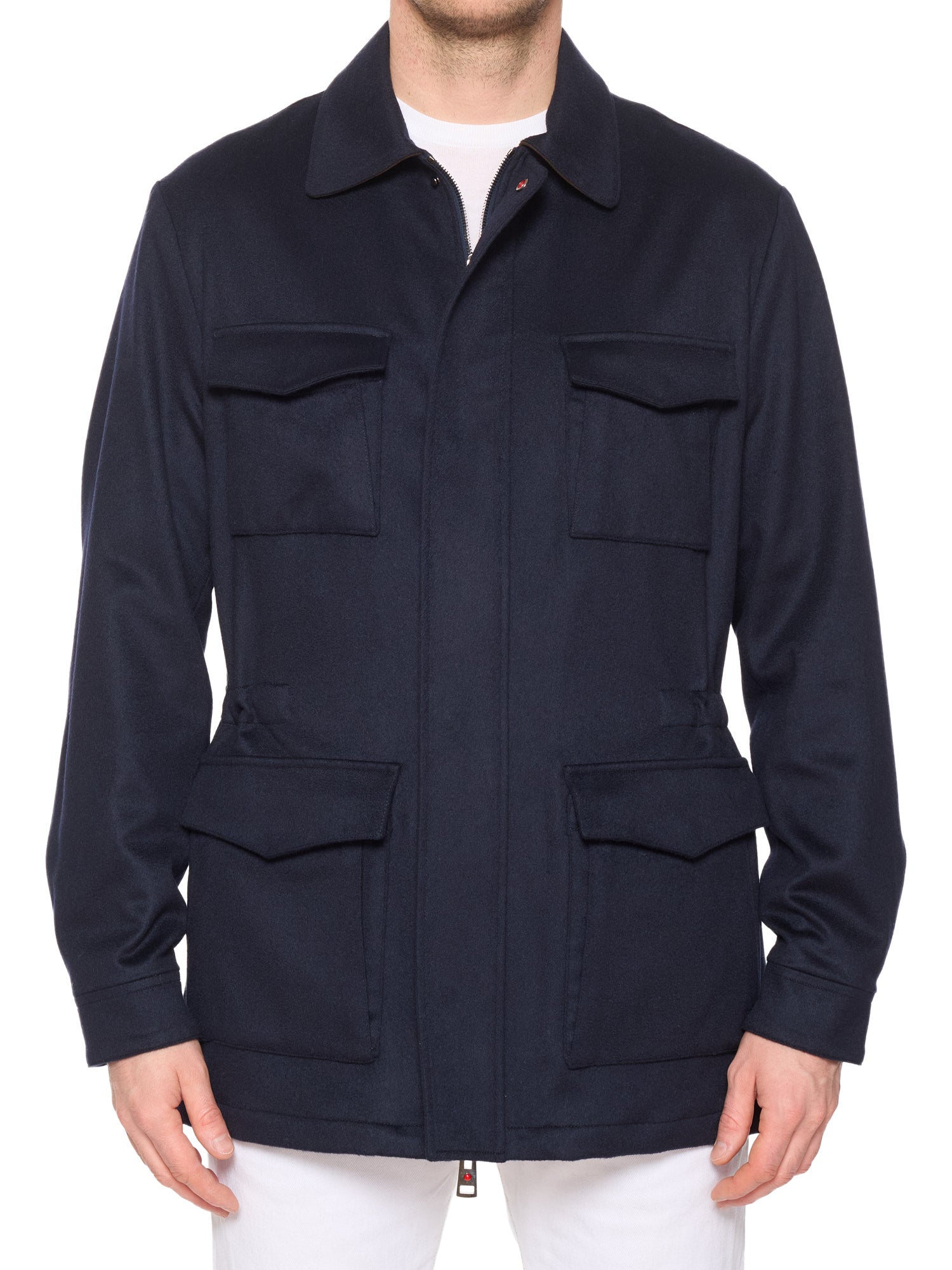 KITON KIRED "Tobe" Navy Blue Cashmere Field Jacket Coat