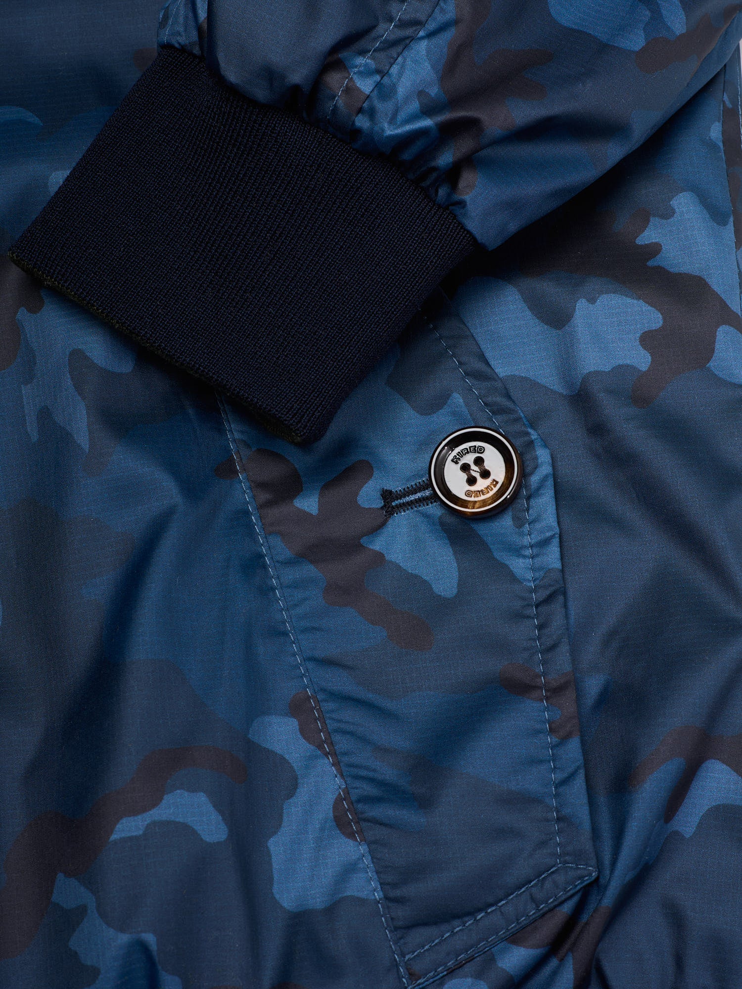 KITON KIRED "Troy 2" Olive-Blue Camo Reversible Rain Bomber Jacket EU 52 NEW US L