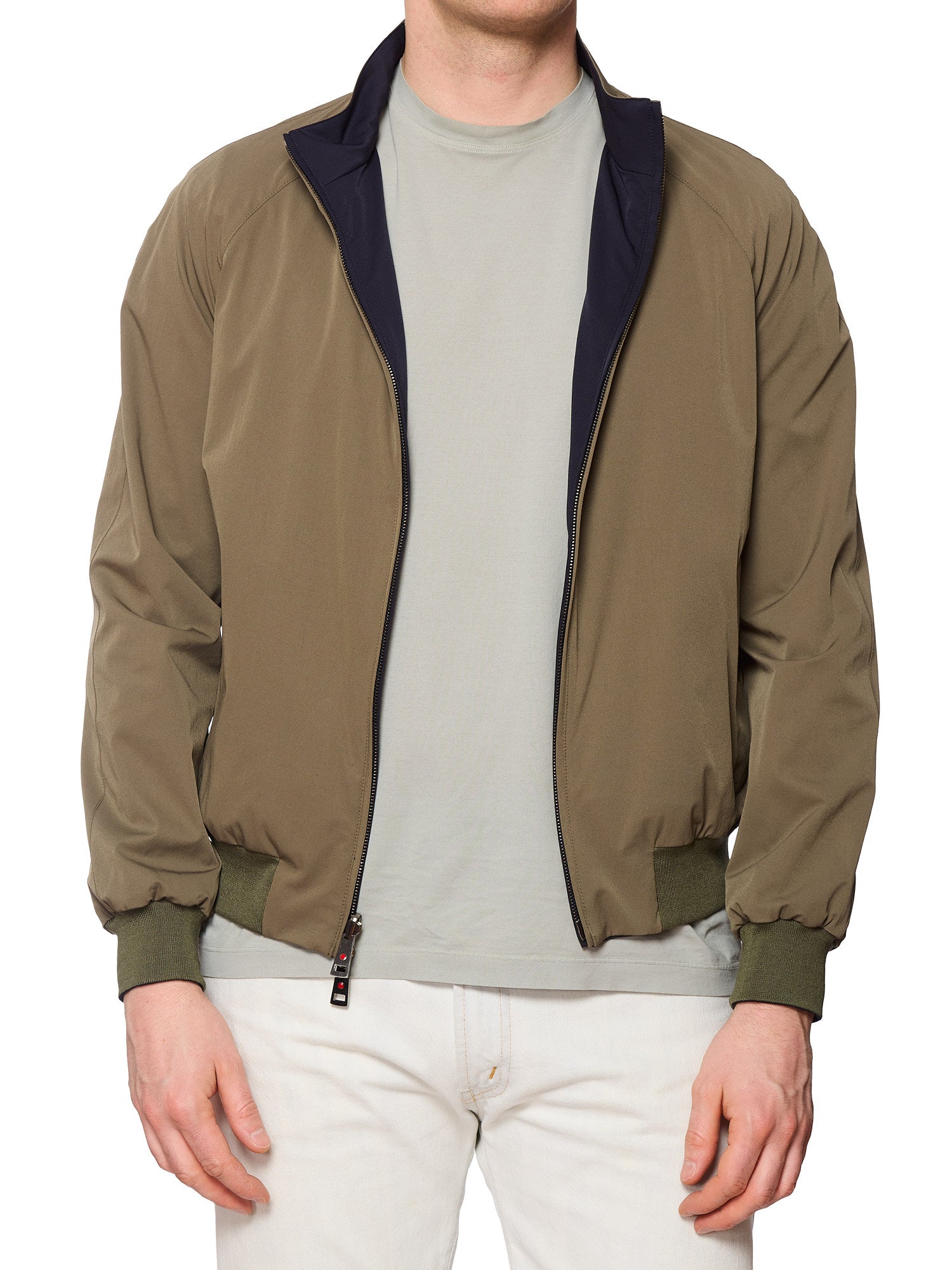 KITON KIRED "Troy 2" Blue-Olive Reversible Rain Bomber Jacket EU 50 NEW US M