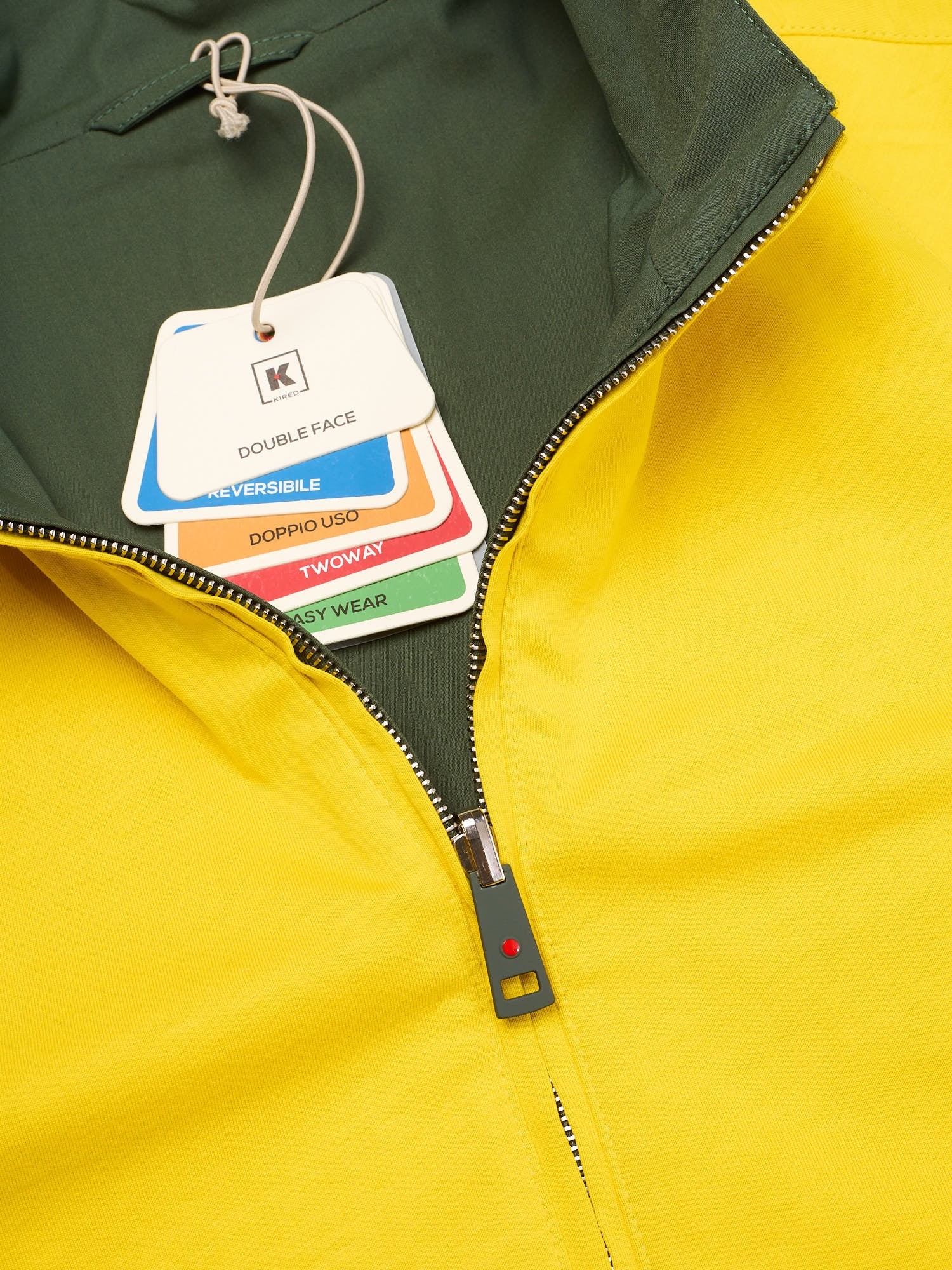 KITON KIRED "Troy2" Olive-Yellow Reversible Rain Field Bomber Jacket EU 50 NEW US M