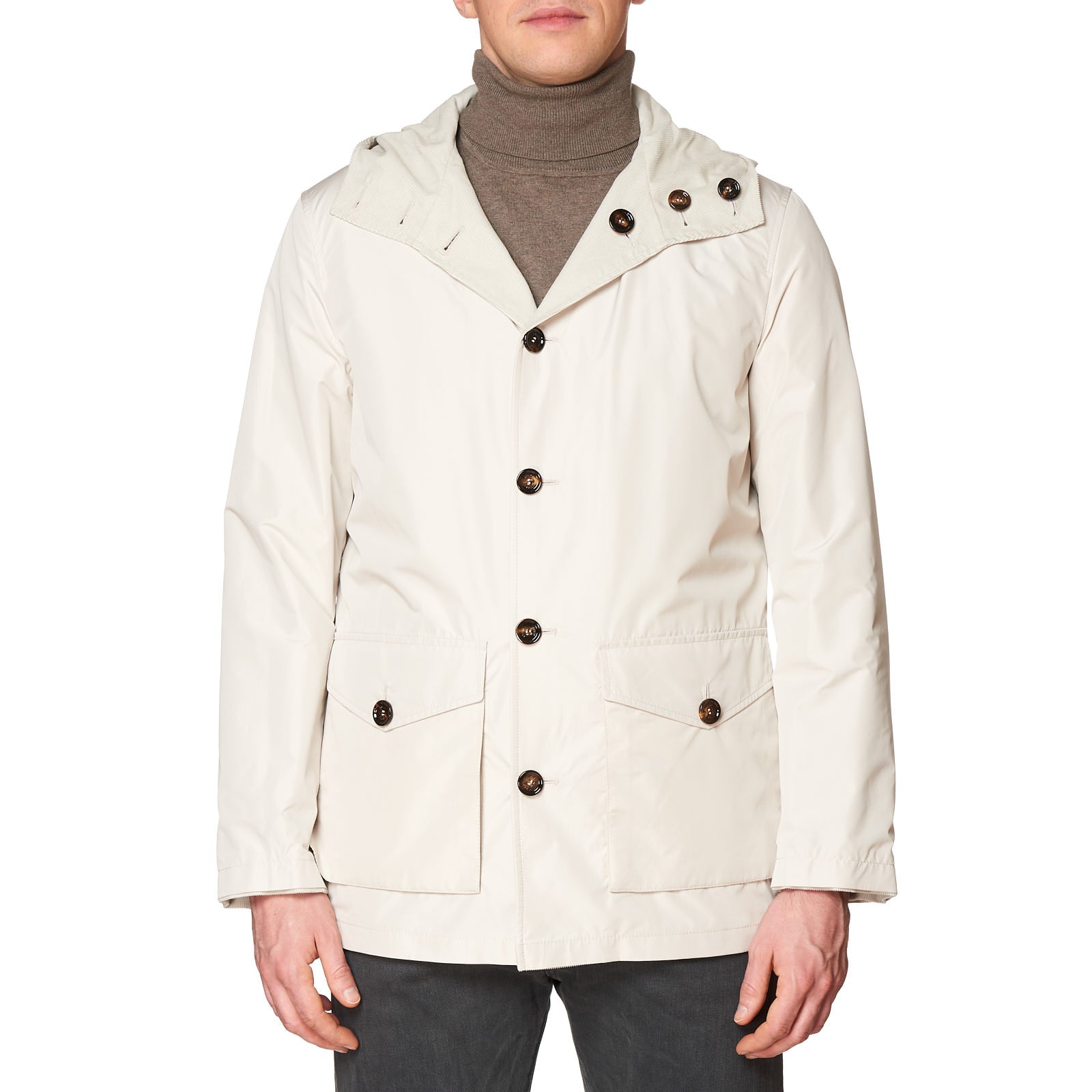 KITON KIRED "Wang" Beige Cotton Corduroy Reversible Hooded Rain Jacket 50 US M KIRED