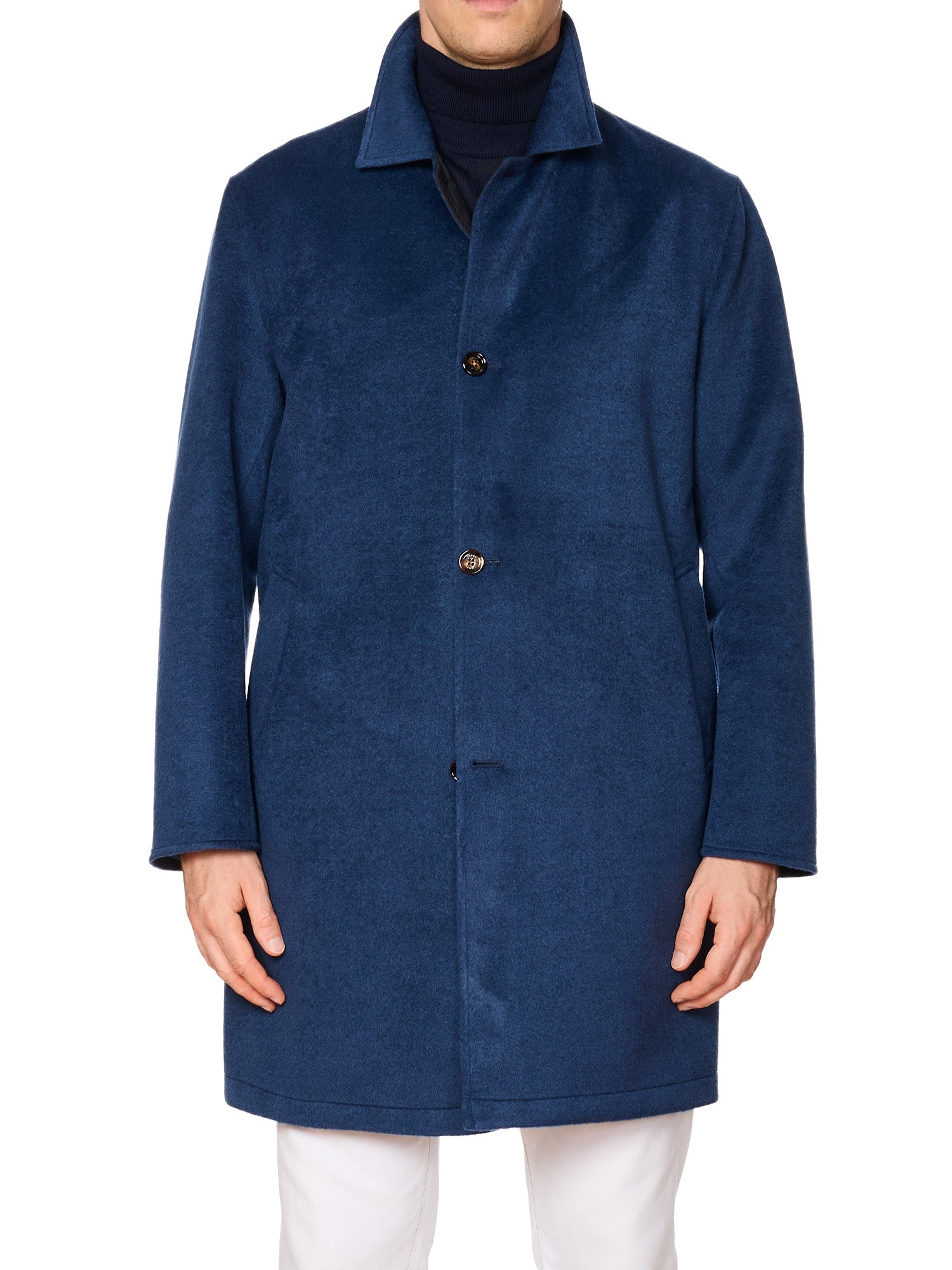 KITON KIRED "Peak" Blue-Black Double Sided Reversible Coat