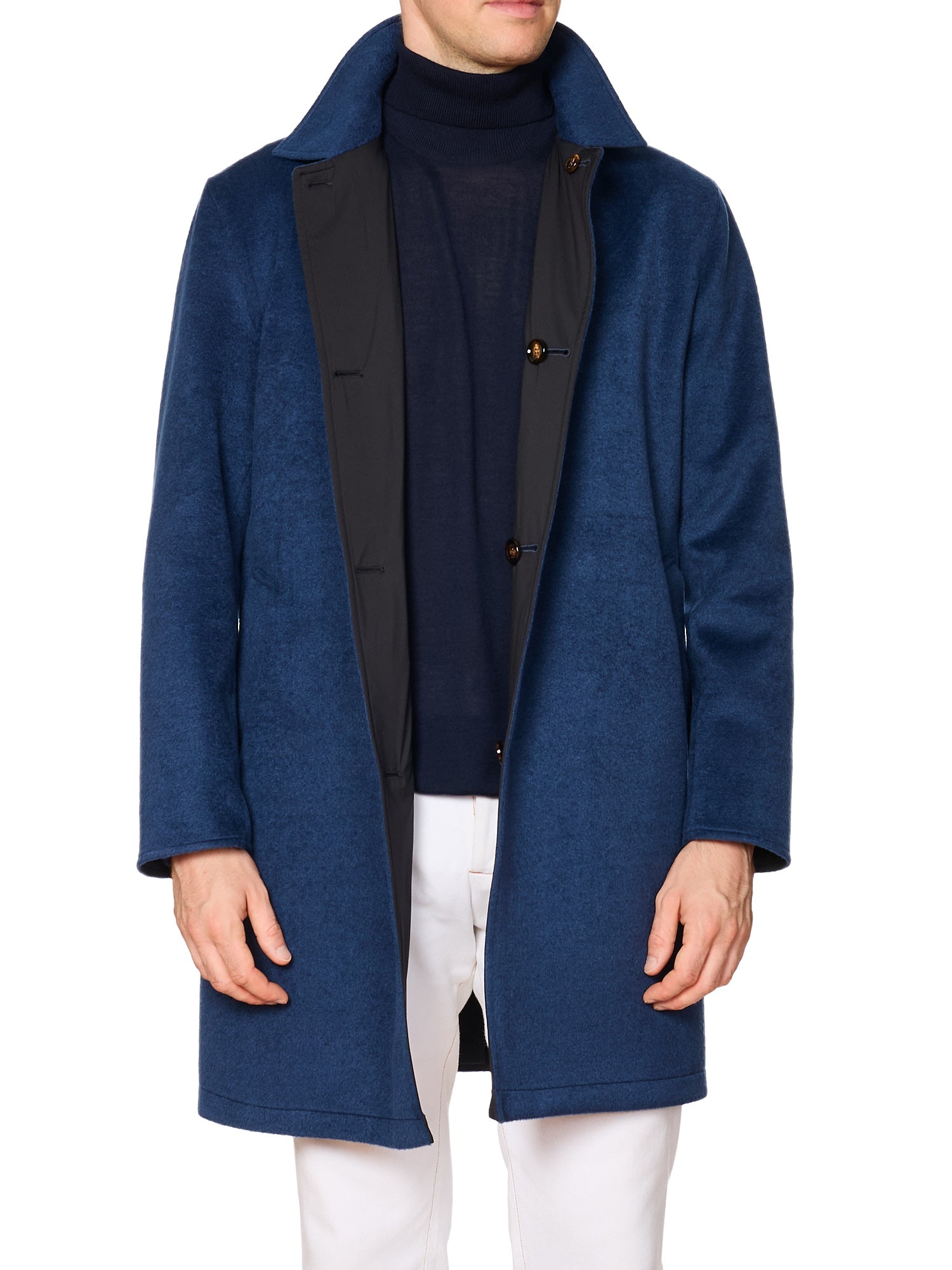 KITON KIRED "Peak" Blue-Black Double Sided Reversible Coat