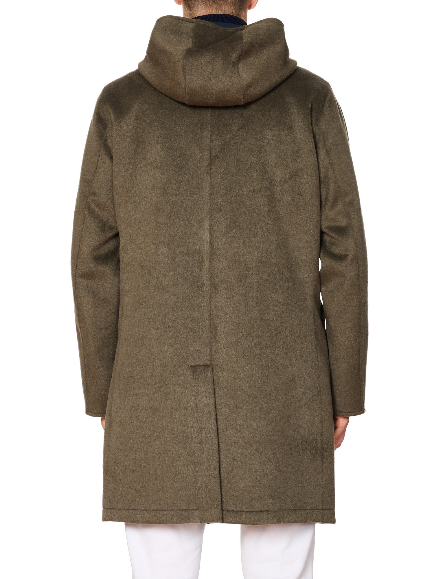 KITON KIRED "Peak" Olive-Blue Reversible Hooded Double Sided Coat NEW