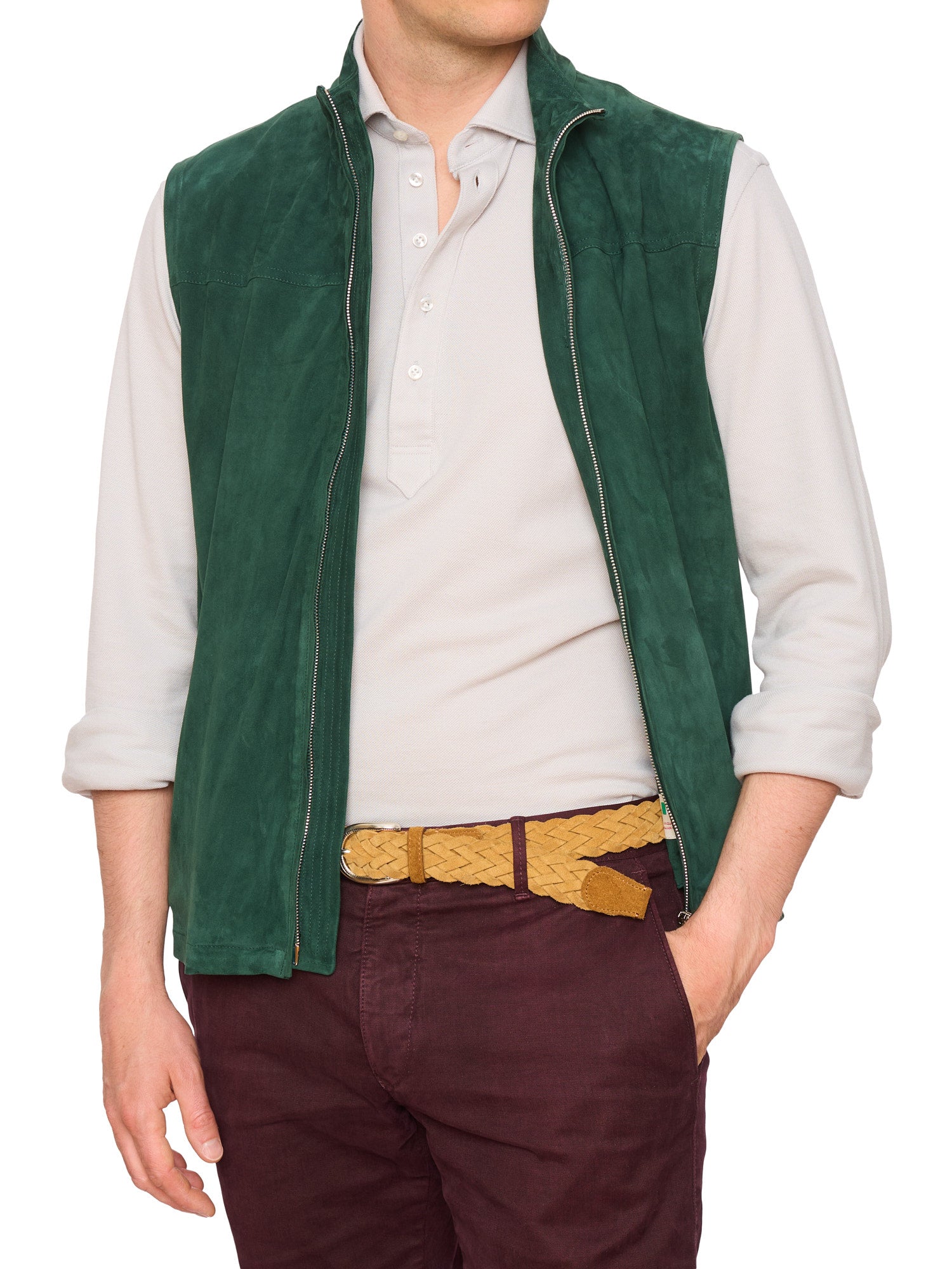 KITON KIRED "West2" Emerald Lambskin Suede Leather Vest Gilet EU 50 NEW US M
