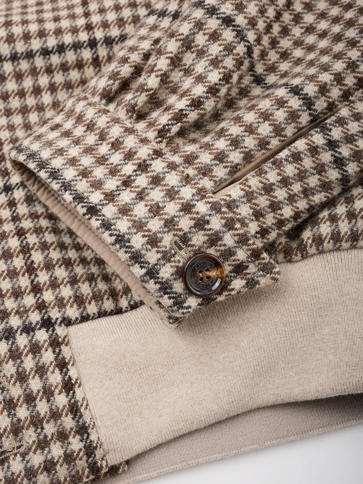 KITON KIRED "Zupo" Beige Plaid Reversible Double Face Wool Blouson Jacket
