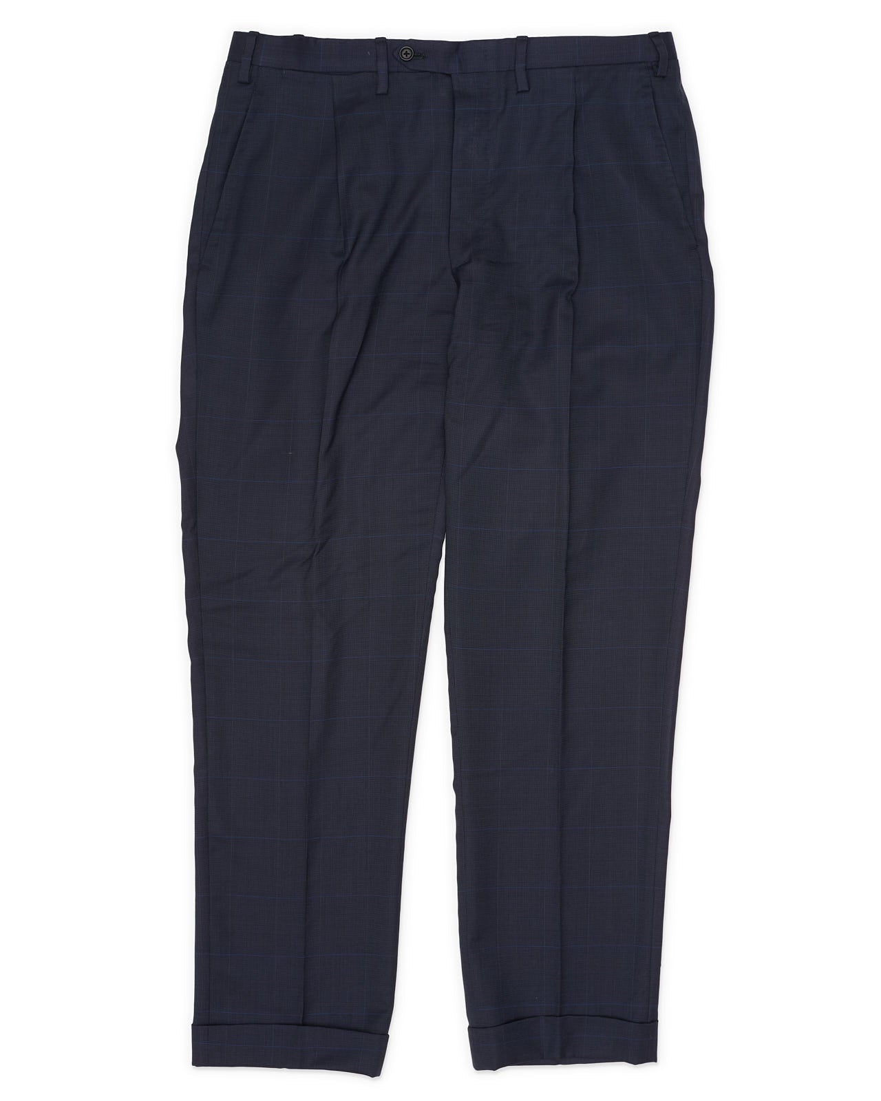 KITON NAPOLI Blue Wool Plaid Dress Pants EU 48 NEW US 32