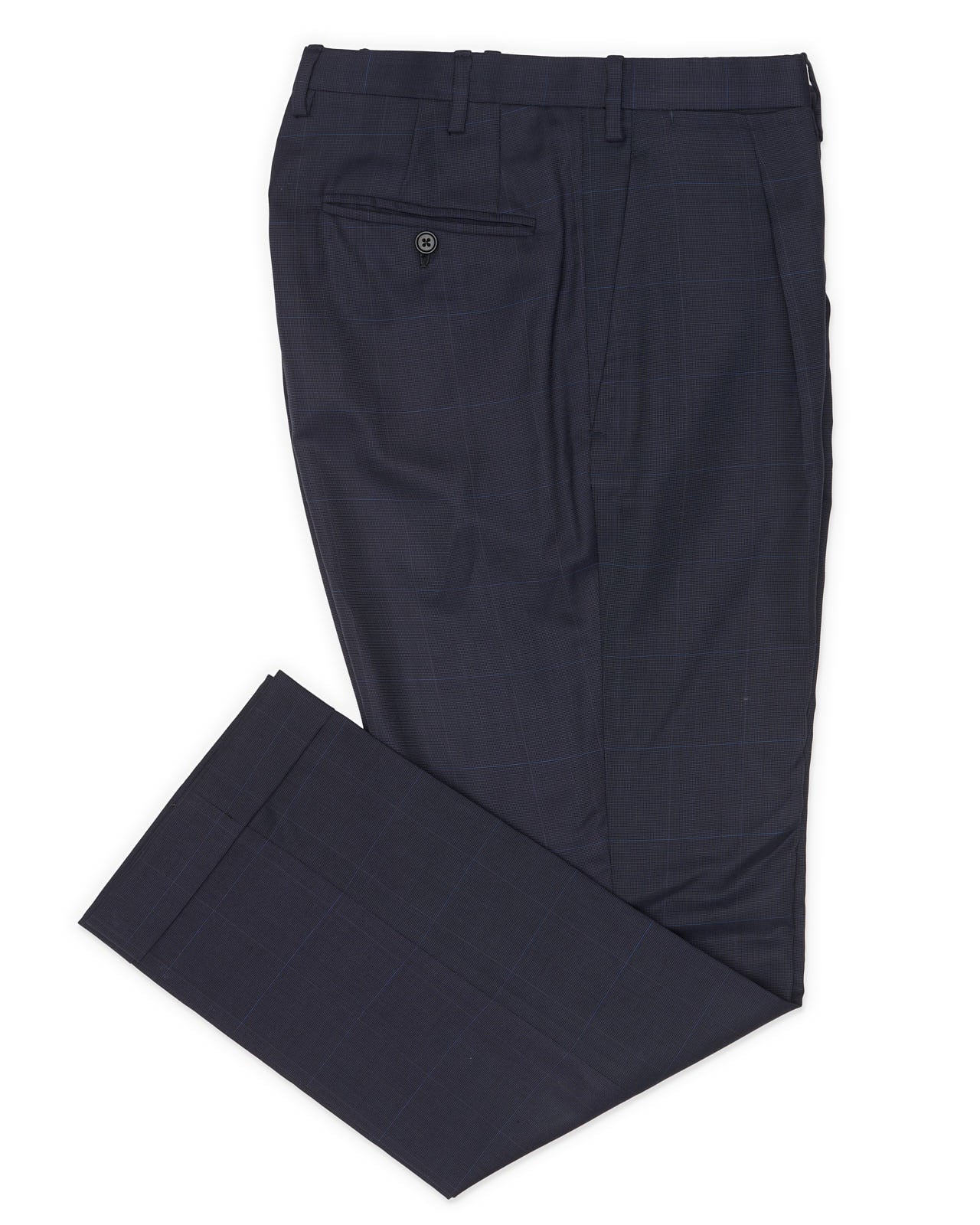 KITON NAPOLI Blue Wool Plaid Dress Pants EU 48 NEW US 32