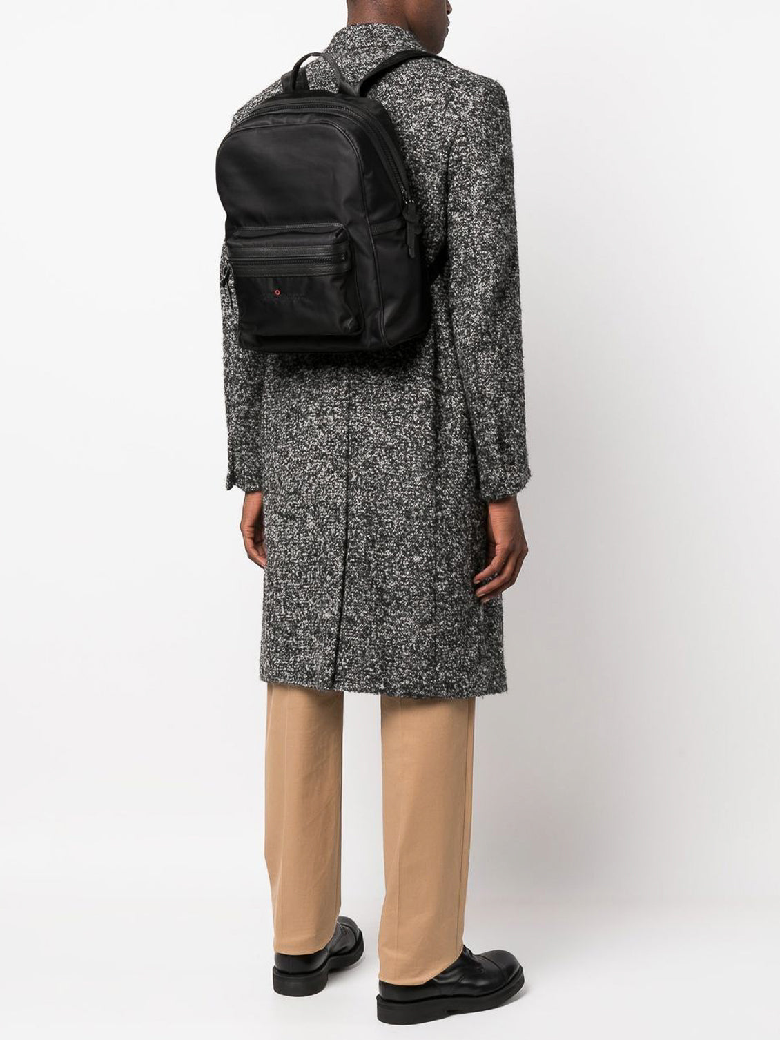 KITON Black Technical Textiles Leather Trimmed Travel Backpack Bag