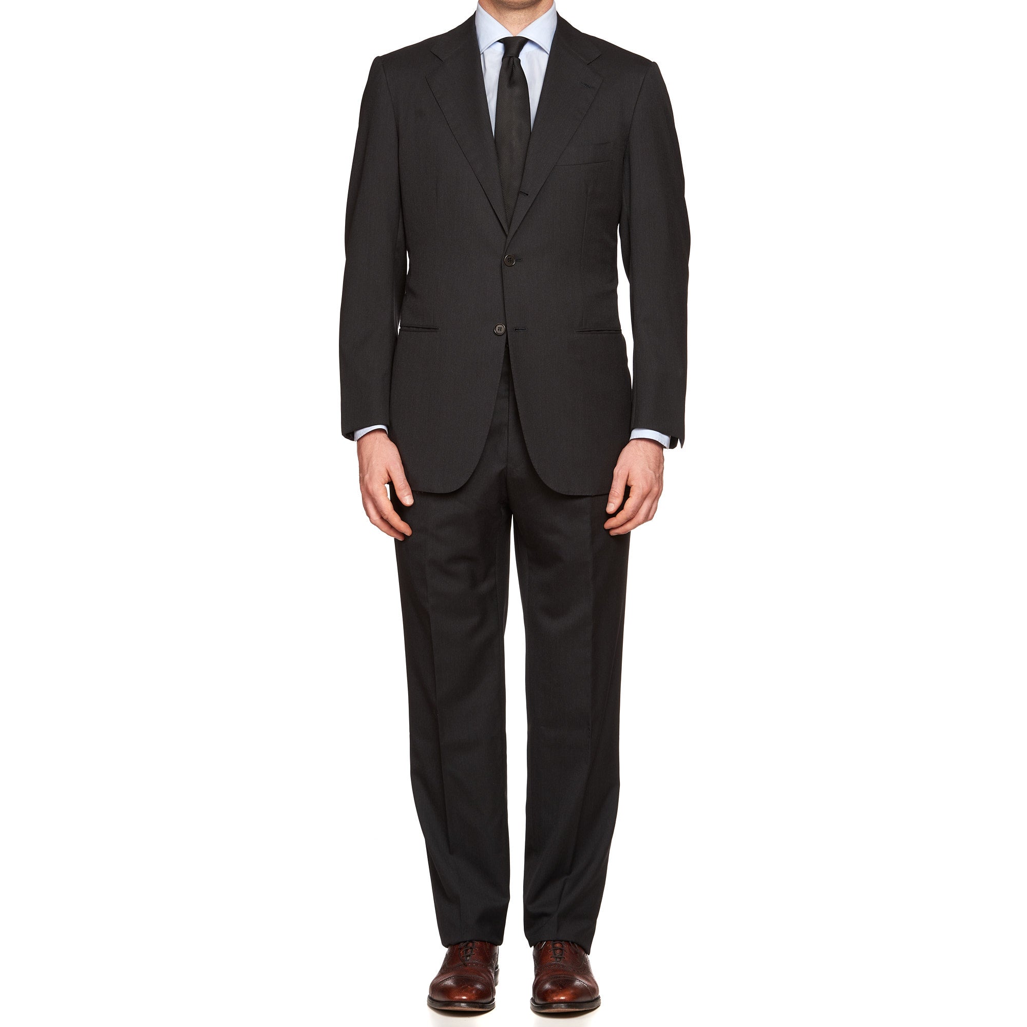 KITON Napoli Blanc Blu Charcoal Gray Wool Super 180's 14 Micron Suit EU 50 NEW US 40 KITON
