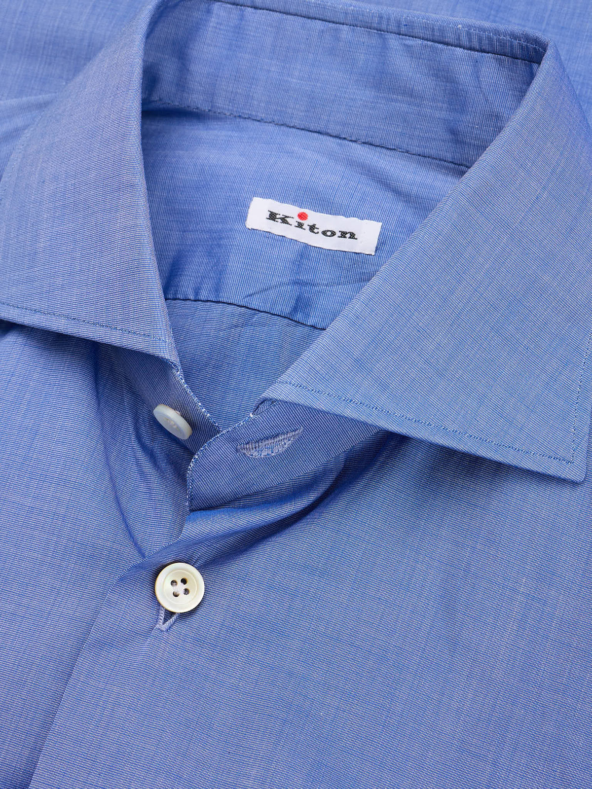 KITON Napoli Handmade Blue Chambray Cotton Dress Shirt 15.75 NEW 40 Slim
