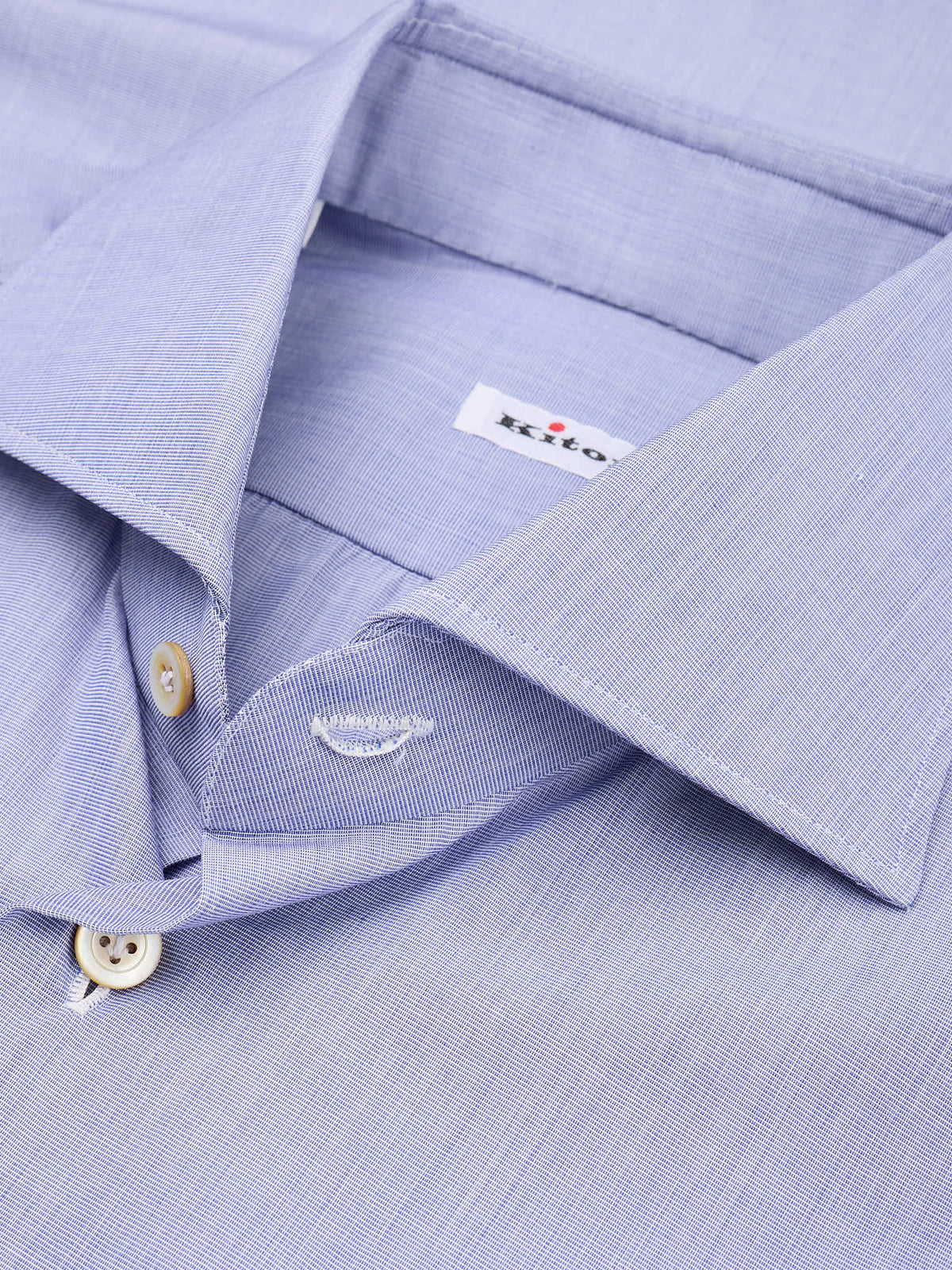 KITON Napoli Handmade Blue Cotton Chambray Dress Shirt 16 NEW 40