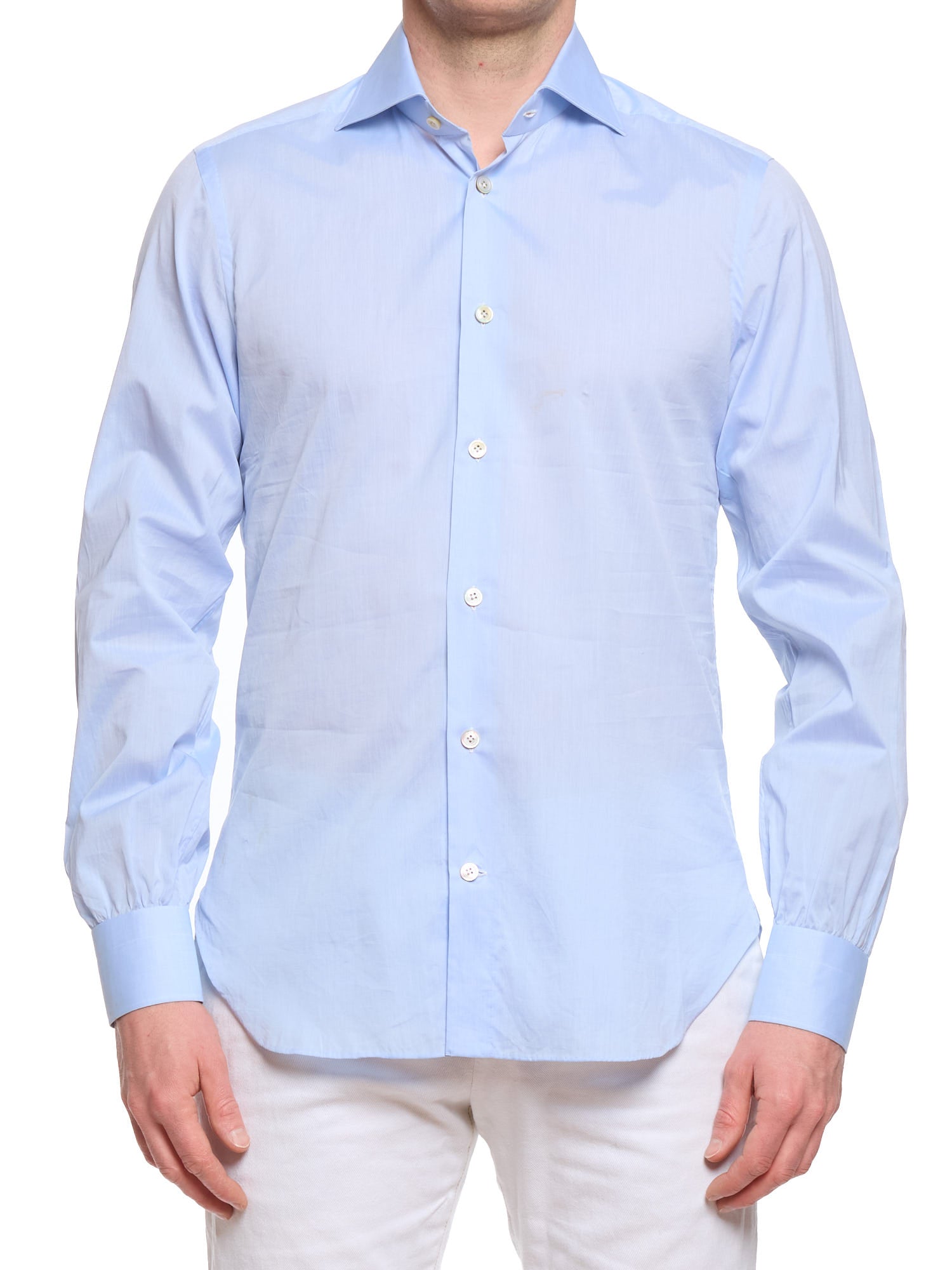 KITON Napoli Blue Cotton Dress Shirt EU 41 US 16 Slim