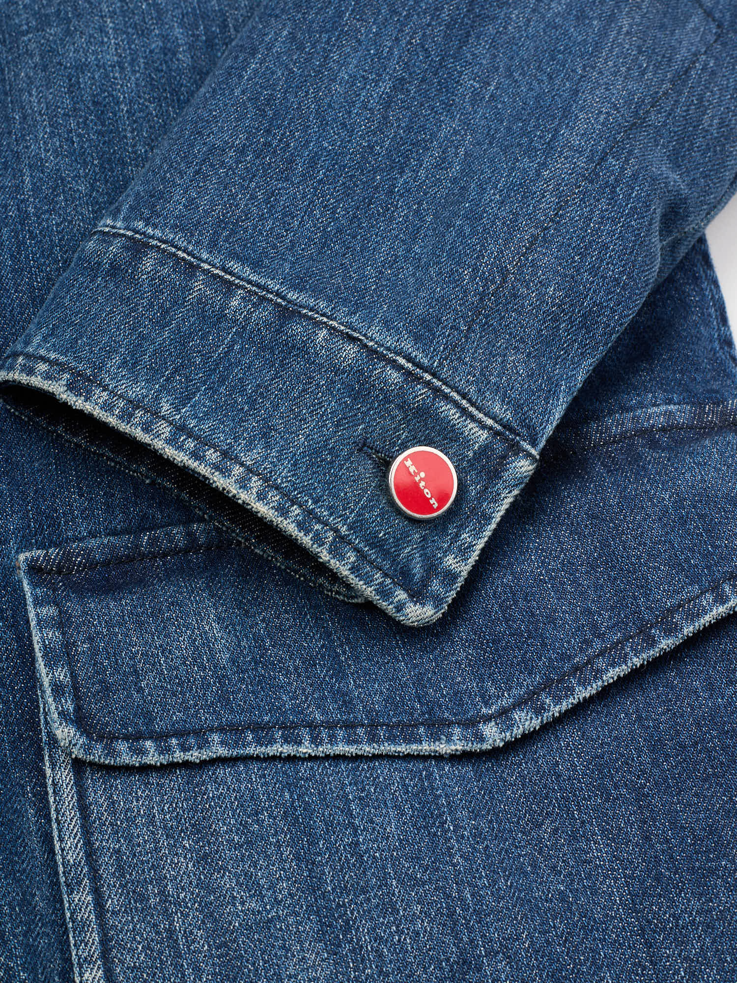 KITON Napoli Blue Denim Field Jacket Beaver M