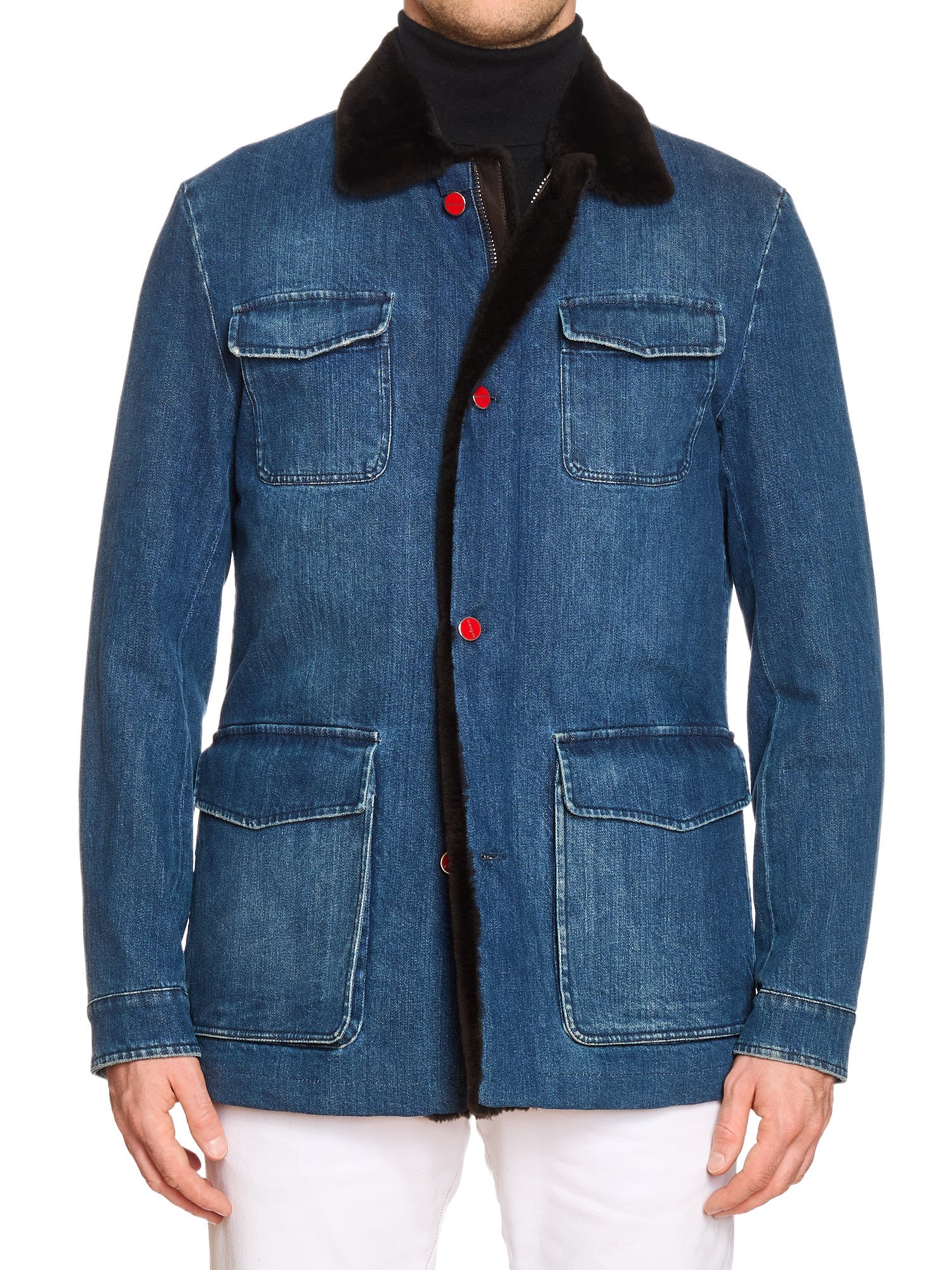 KITON Napoli Blue Denim Field Jacket Beaver M