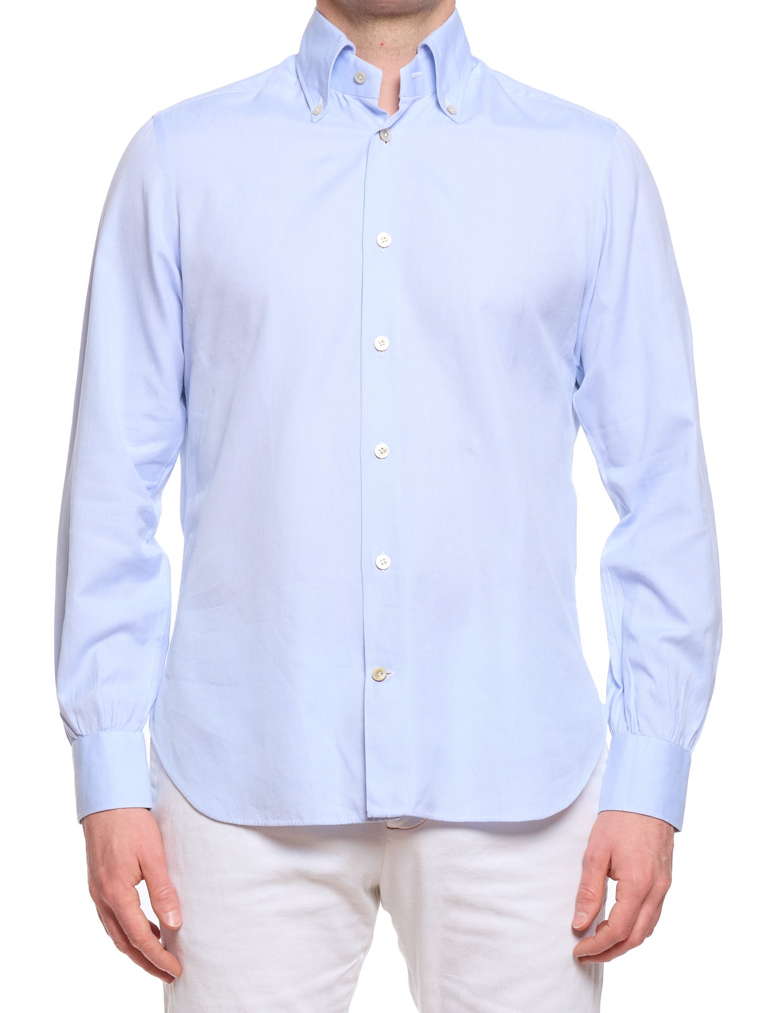 KITON Napoli Blue Oxford Cotton Button-Down Dress Shirt EU 40 US 15.5