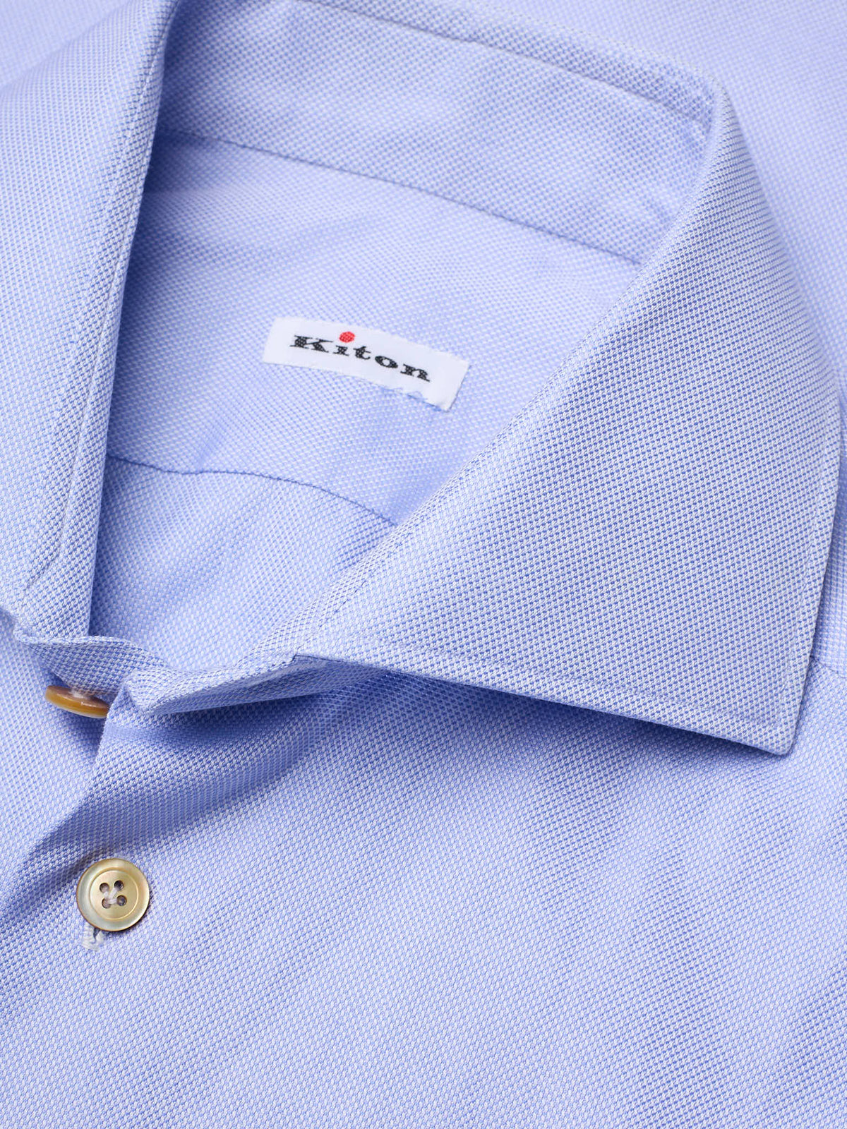 KITON Napoli Blue Oxford Cotton Dress Shirt